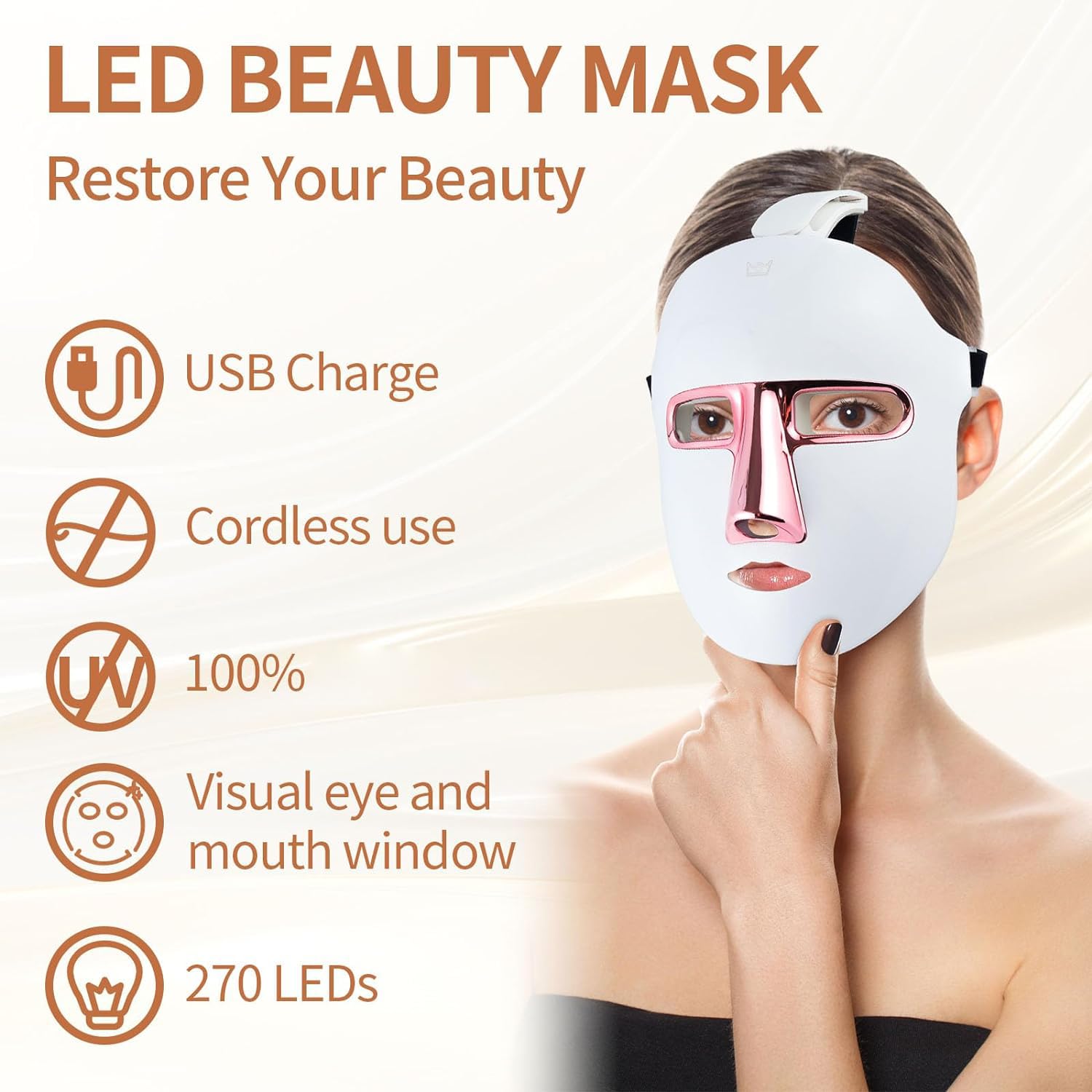 LED Gesichtsmaske Infrarot Photonenlichttherapie Gesichtsgerät zur Hautstraffung Wiederaufladbare Beauty Maske für die tägliche Hautpflege rotes und blaues Licht
