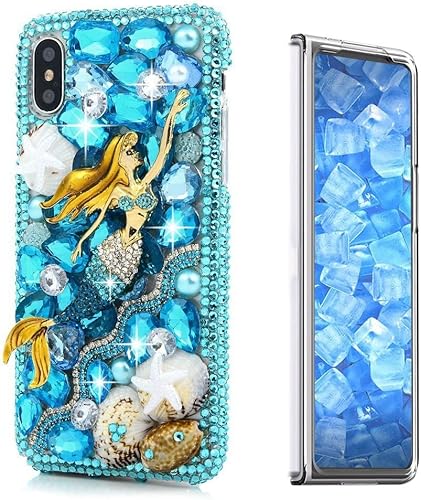 STENES Sparkle - Funda compatible con Samsung Galaxy Z Fold 4 5G, elegante funda 3D hecha a mano con diseño de diamantes de imitación, diseño de