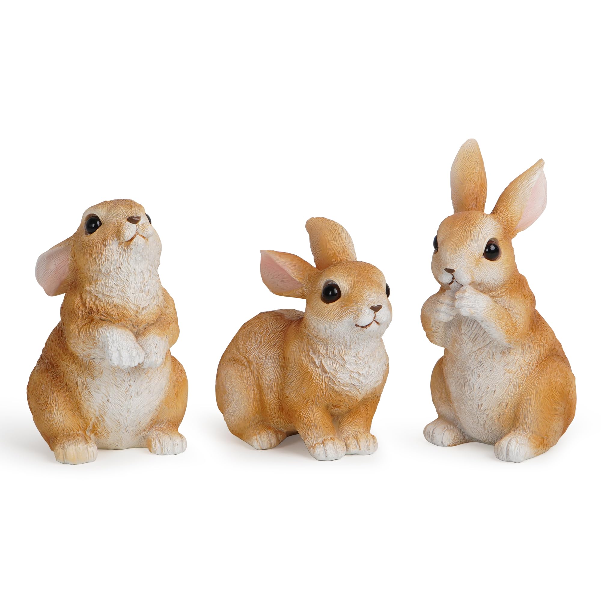 Hodao Easter Decor Resin Furry Rabbits - Easter Set - Unique Handcrafted Design - Add Warmth and Festivity to Your Holidays - Perfect Home Decoration - Gift of Choice(3pcs)…