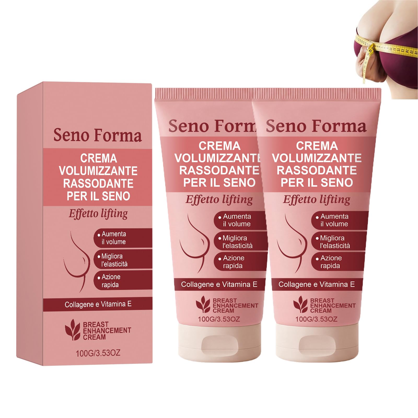 Crema per l'Ingrandimento del Seno, Ingrandimento e Sollevamento Del Seno, Breast Enhancement Cream, Rassodante Seno Crema Lifting, Migliora Rilassamento (2PC)