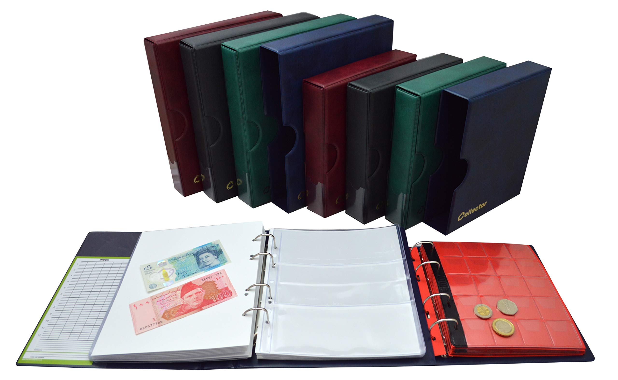 Collector - Banconote, Album Cartella, Libro per Banconote, con 10 Pagine E 10 DIVISORI – Alta capacità - Blu