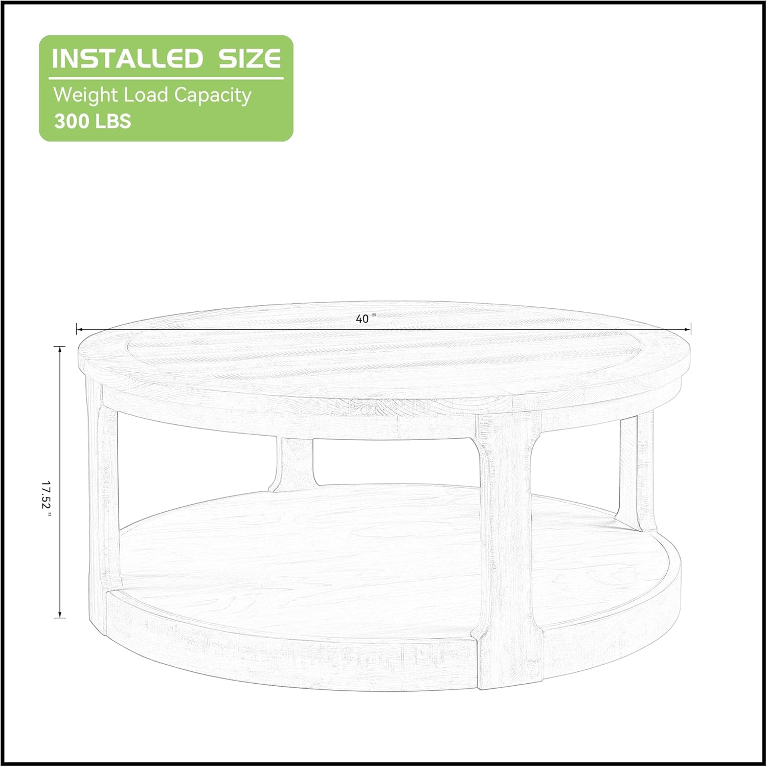 KEVINSPACE Round Coffee Table 40" Circle Coffee Table for Living Room 2-Tier Solid Wood Desktop Center Table Modern Design Accent Center Table Home Furniture for Bedroom, Home Office Oak