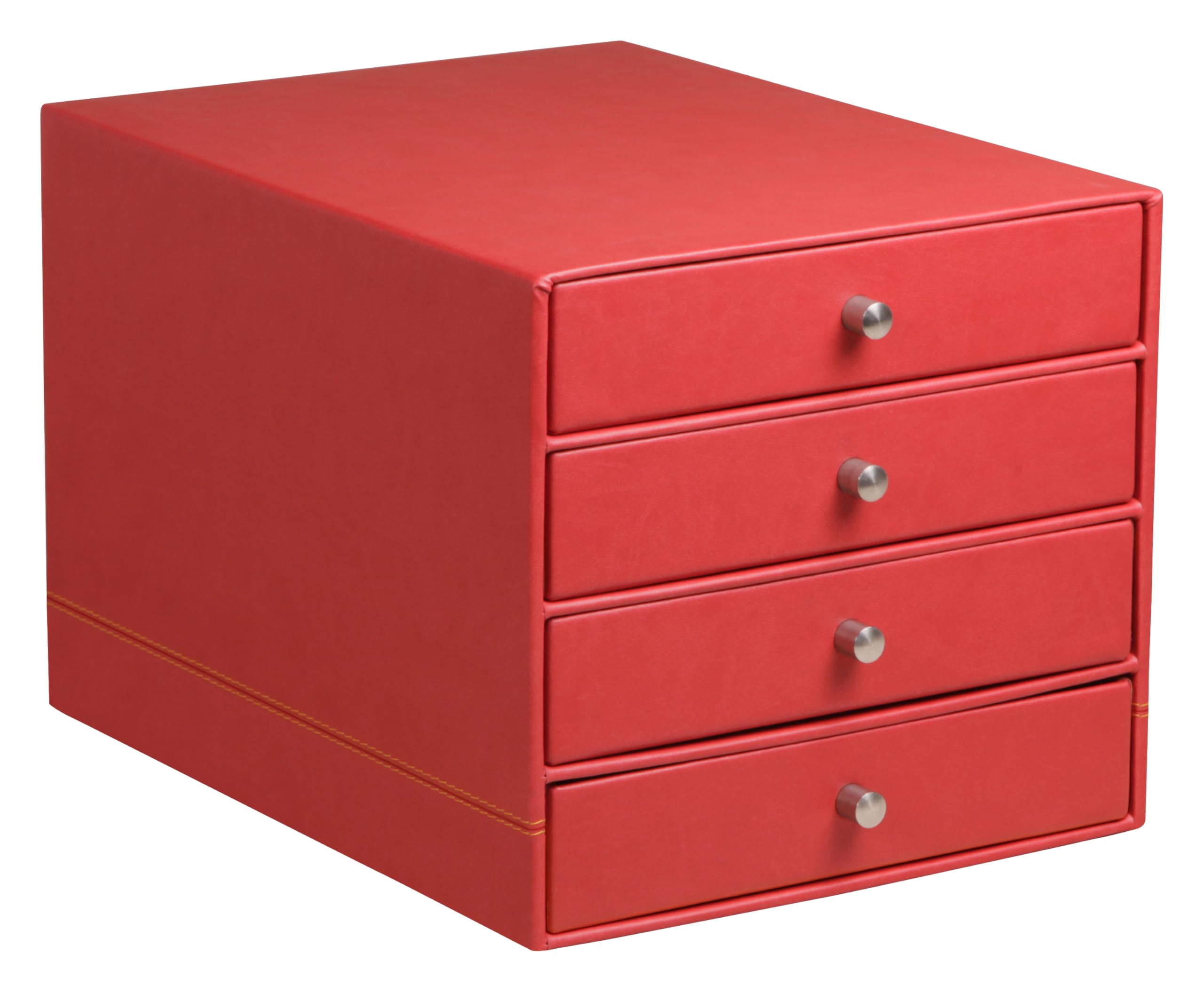RHODIA 318963C - Poppy 4-Drawer File Organizer - 24.8 x 32.7 x 22.8 cm - Orange Saddle Stitching - Faux Leather Exterior - Rhodiarama Home Office Collection - Office Organization & Designer Storage — image 1