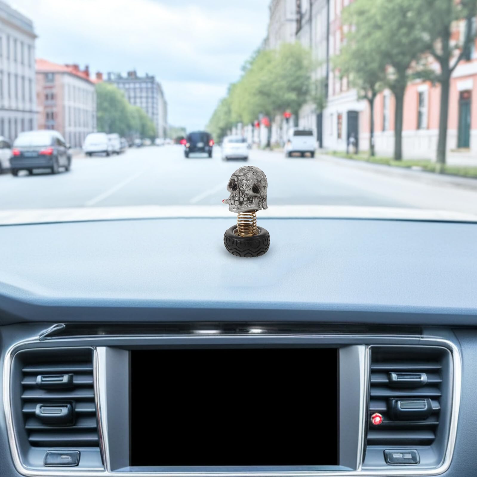 MAGICLULU Figurine Crâne Oscillante en Résine pour Tableau de Bord Décoration Fantôme Humoristique pour Voiture SUV et Camion Ornement de Capot Tête Branlante Accessoire Original pour