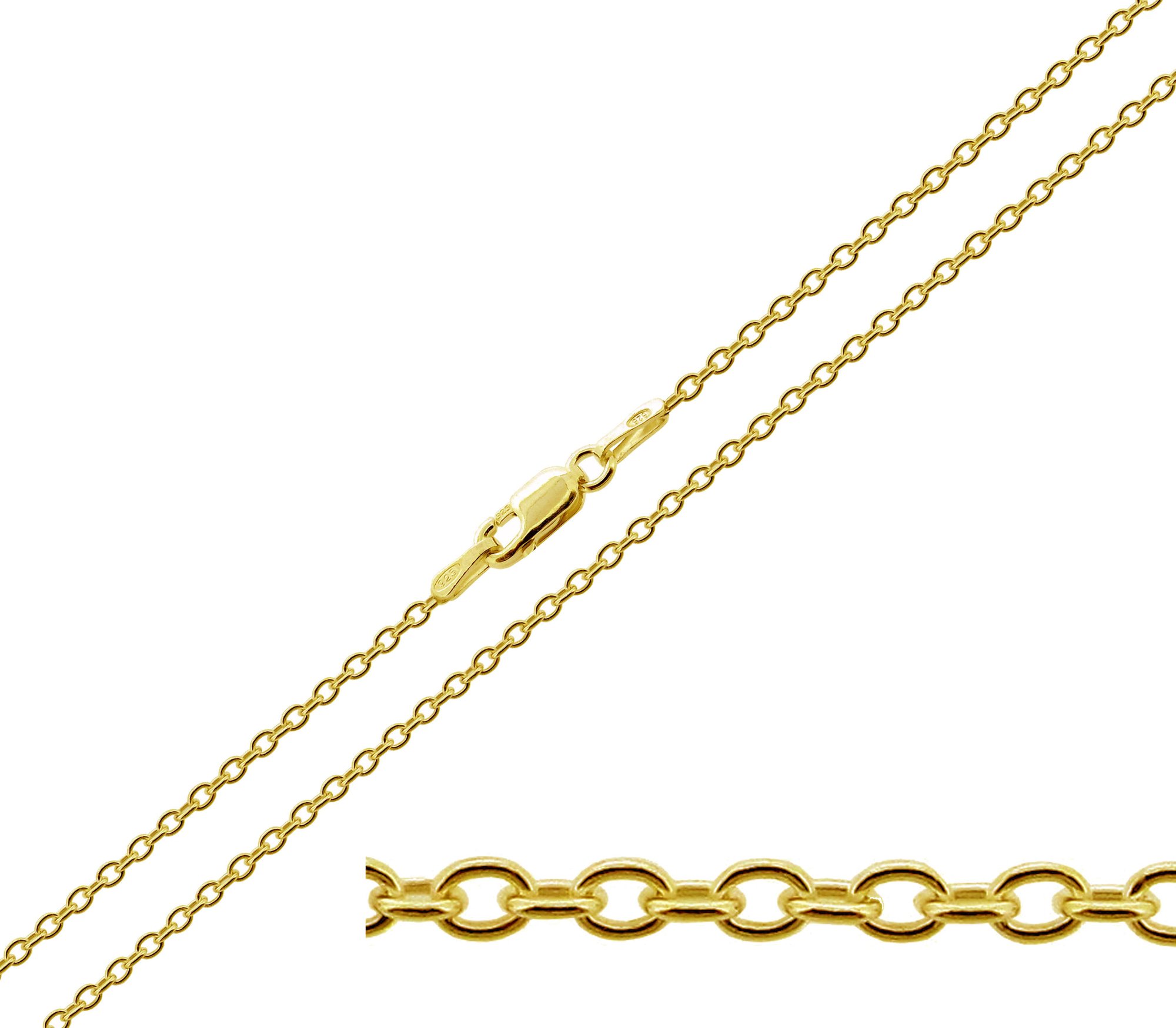 Christopher James of LondonCJoL - 9ct Gold Plated on 925 Sterling Silver 1.6mm Wide Trace/Cable Chain In Simple Gift Bag (available in 16" to 24")