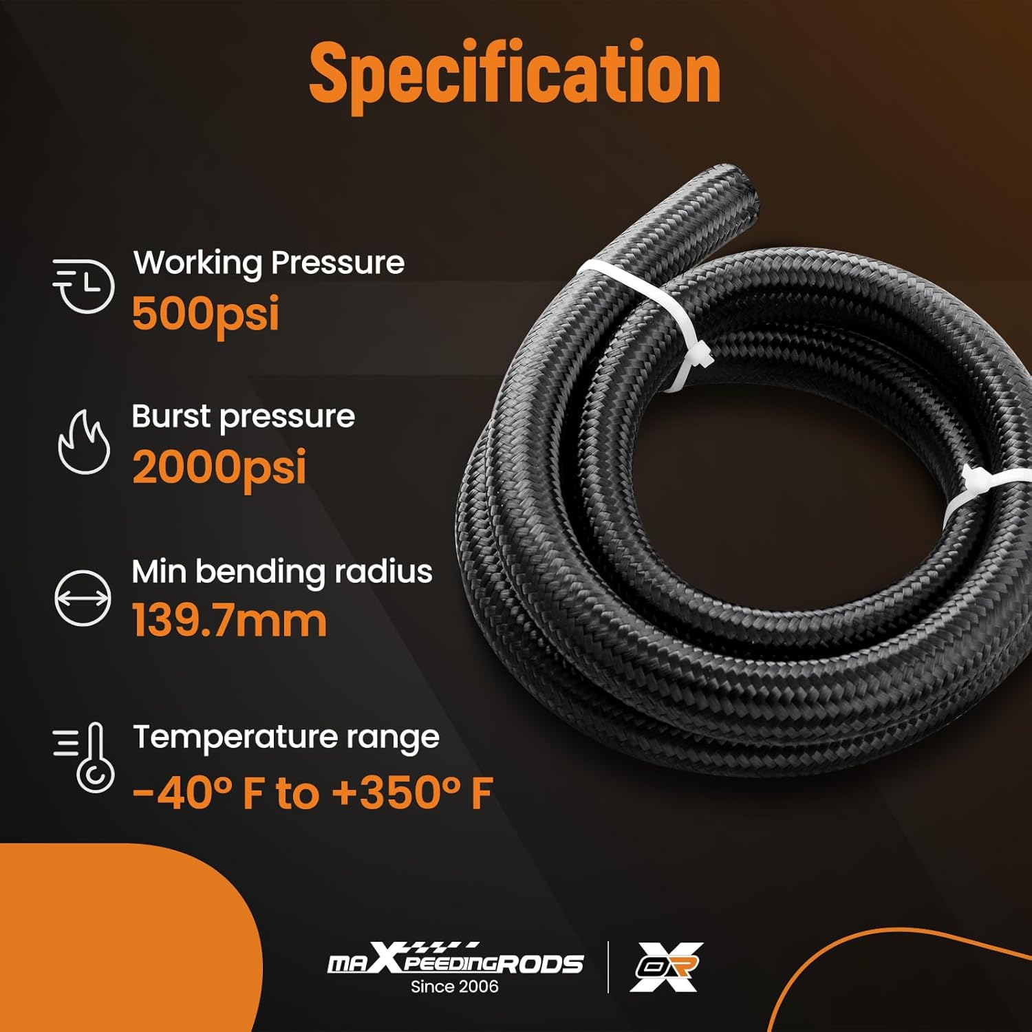 maXpeedingrods 16AN Fuel Line Kit, Transmission Cooler Lines Nylon Braided CPE Rubber Oil Cooling Line 16AN Hose Fuel line, 5 Feet Fuel Return/Supply Line- 4PCS 16AN Fittings