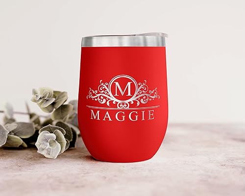 Miniatura 2 de Gifts Inscribed Vaso de vino personalizado con tapa, vaso de acero inoxidable personalizado grabado, taza de viaje personalizada con aislamiento
