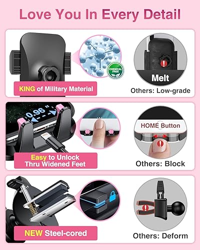 Miniatura 6 de VANMASS Soporte universal para teléfono de automóvil, patente y certés de seguridad soporte mejorado para tablero de manos libres, soporte para