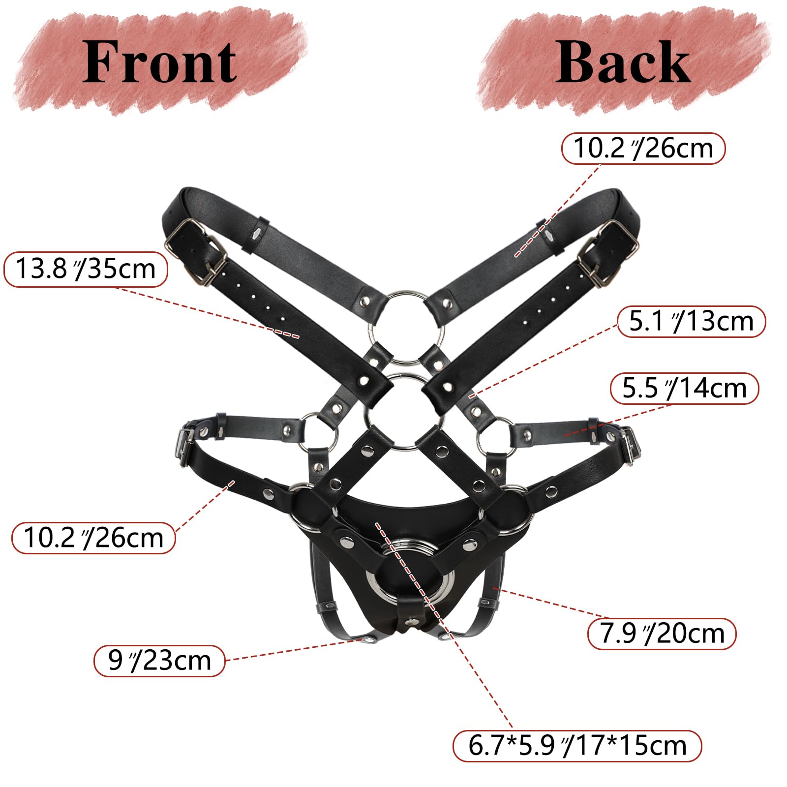 Strap On Harness for Women Lesbians Pegging Men, High Waisted BDSM Hip Bondage Sex Restraints Strapon Dildo Leather Strap Belt Toy for Couple Gay Sissy Pleasure,: Black