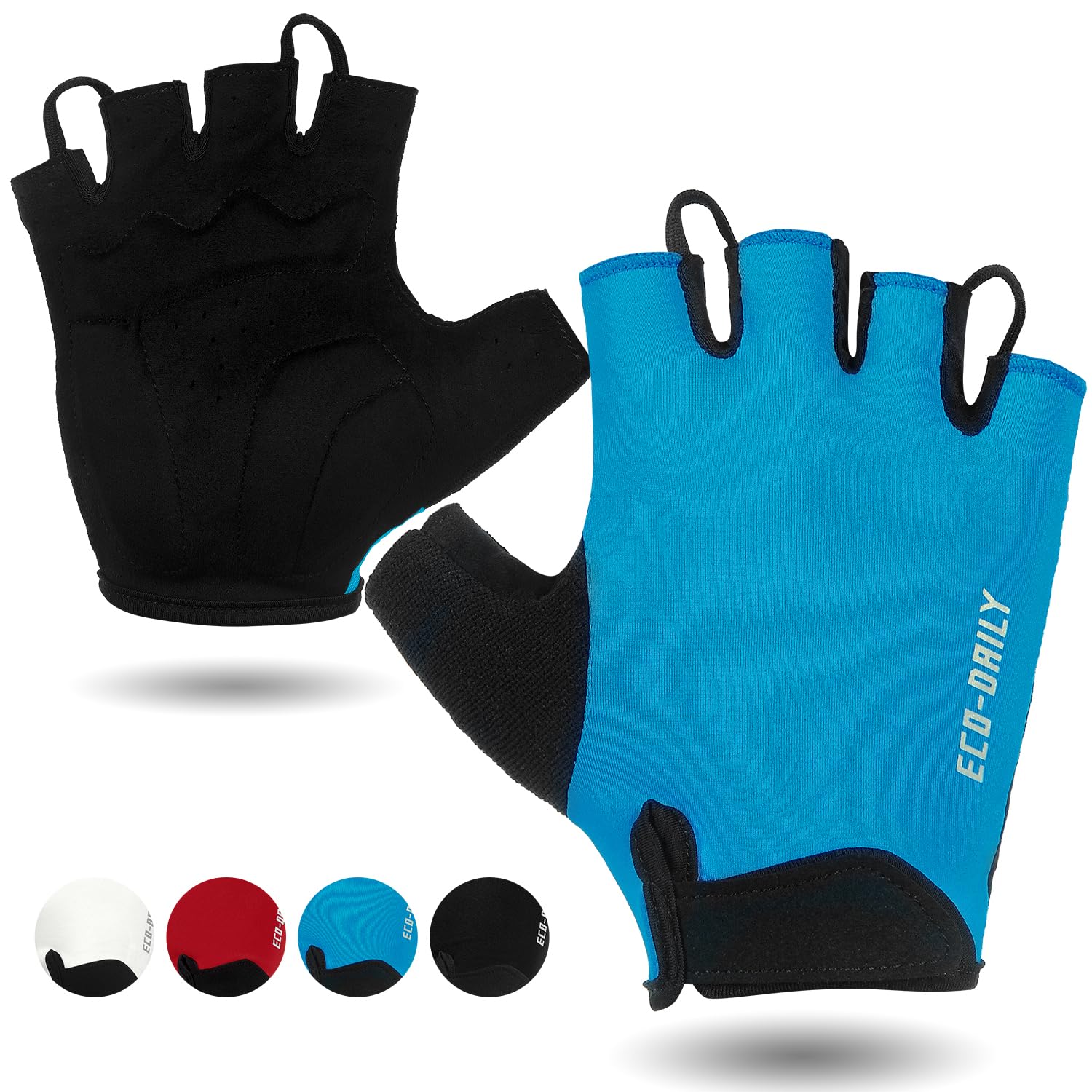 Eco-daily Herren Damen Rennrad Handschuhe Sommer Kurz Fahrradhandschuhe | Halbfinger Radhandschuhe mit Gepolsterte,Atmungsaktiv Radfahrhandschuhe mit Schlaufen,Fingerlos Radlerhandschuhe
