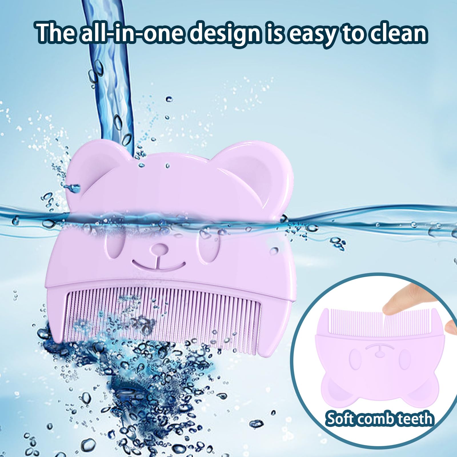 DALAETUS 3 Pièces Peigne pour Bébé, Brosse à Cheveux pour Bébé, Peigne à Cheveux en Silicone avec Brosse à Shampoing Ovale et Brosse à Shampoing Fleurie pour Bébé et Nouveaux Nés