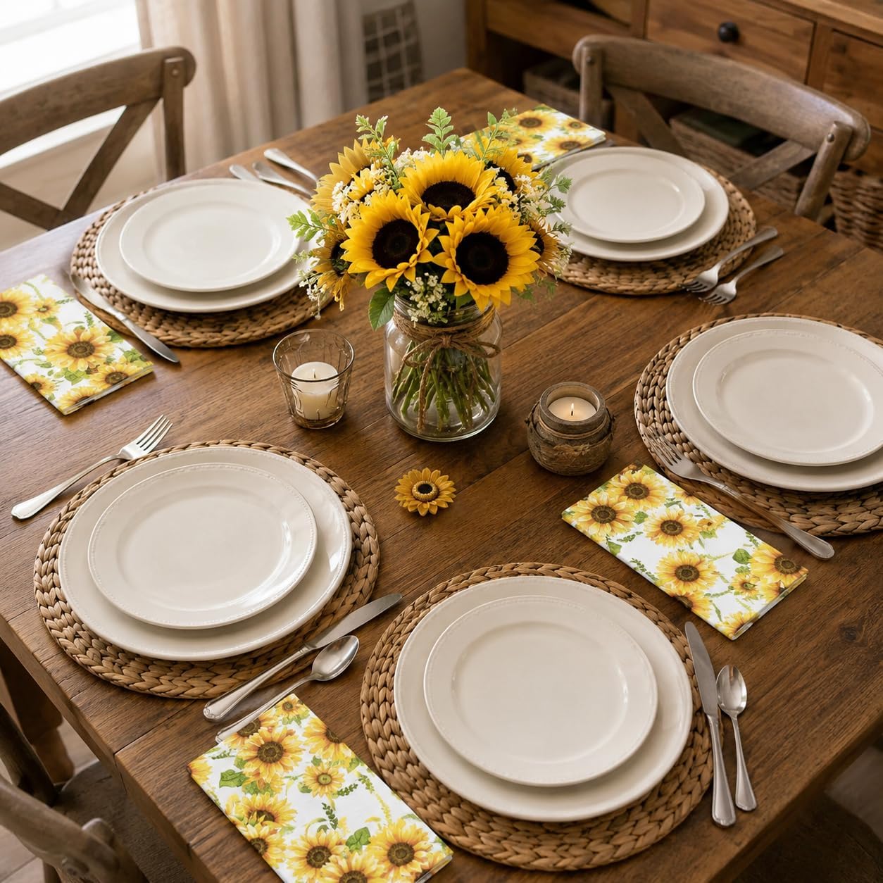 Gift Boutique Sunflower Guest Napkins 100 Pack Rustic Floral Paper Towels image 5