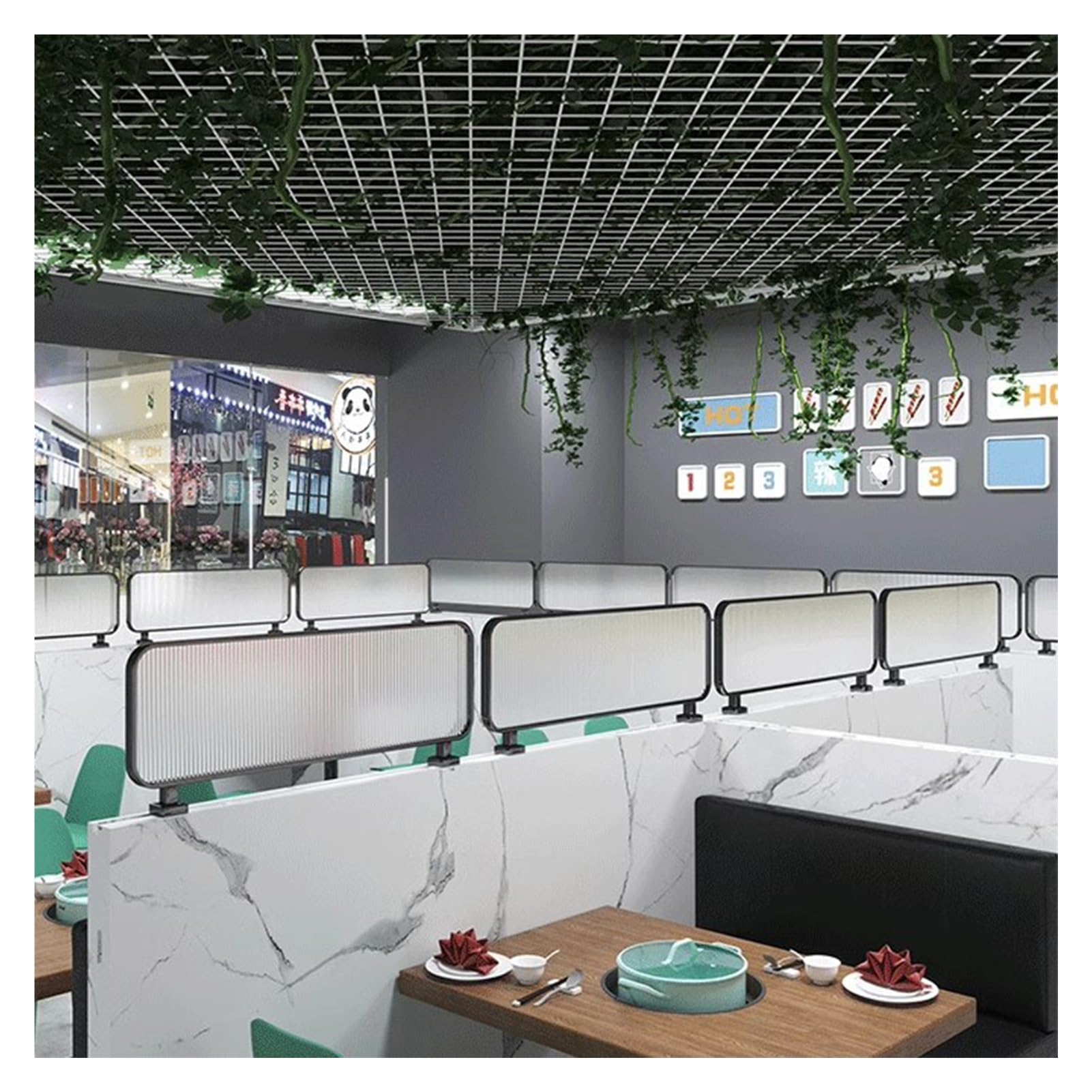 GDMDPTE Dividers For Dining Areas, Ironwork Restaurant Striped Glass Decorative Partitions Grille, Semi-privacy Bar 30cm Low Fence Desk Divider (Color : Black-B, Size : 30x90cm)