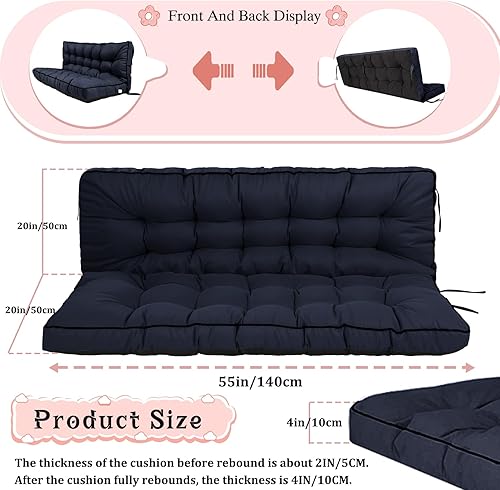 Miniatura 187 de Cojín de repuesto para columpio de 2-3 asientos, cojines de banco para exteriores con respaldo grueso de 4 pulgadas, muebles de patio, jardín, Flor