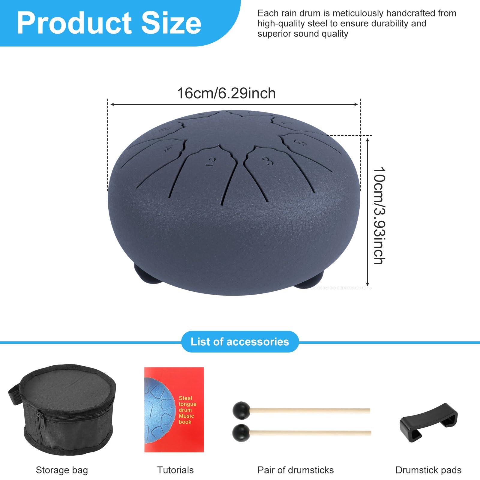 Rain Drum for Outside Garden Enduring Steel Outdoor Rain Drum Easy to Install Rain Drum Outdoor Easy to Care Outdoor Rain Drum Rustproof Rain Drum Outdoor for Garden Outdoor Use (Navy Blue)