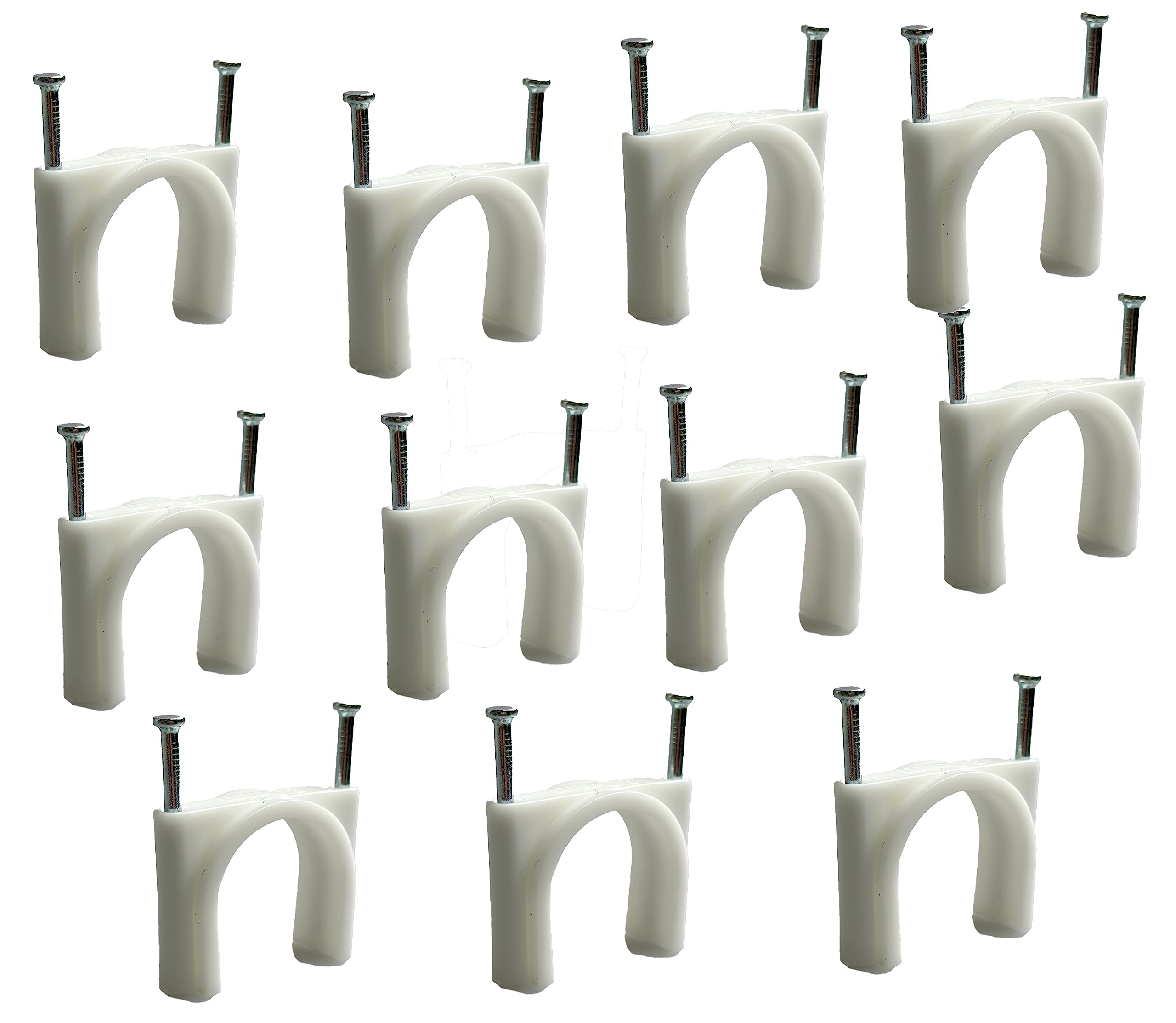 White Round Cable Clips with Fixing Nail K-Type 50pcs (35mm) - Image 3