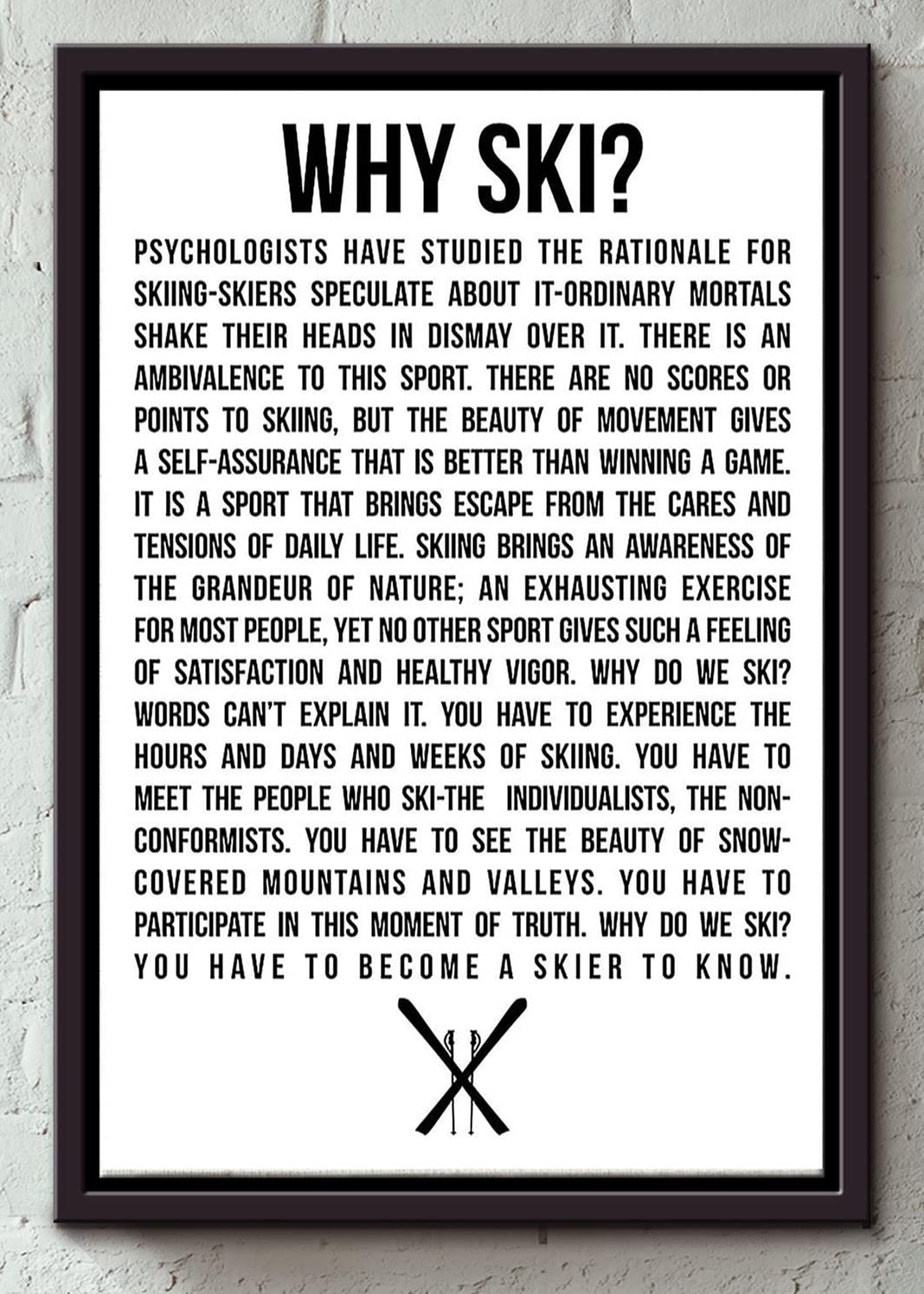 Yepyayqvk Tin Sign 281 Why Ski The Reason Why You Have To Go Skiing Text, Vintage Funny Poster Wall Decor Art Gift Retro Picture Metal Sign 6X8 Inch