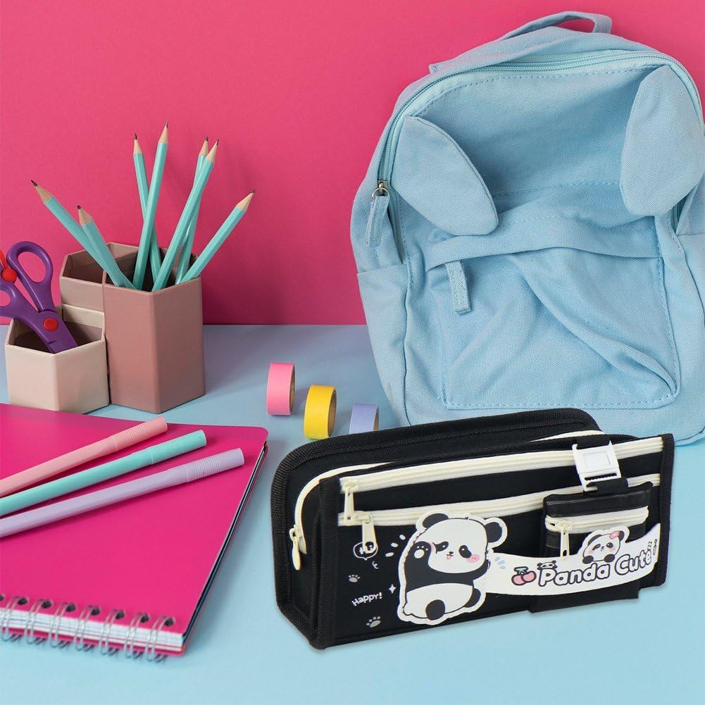 Trousse à Crayons Mignonne BAYTORY Grande Capacité - Organiseur Souple Multifonction Noir Pour École Et Voyage