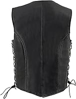 Vista 2 de Milwaukee Leather ML2042 Chaleco de motociclista con encaje lateral de cuero negro fino trenzado negro para mujer