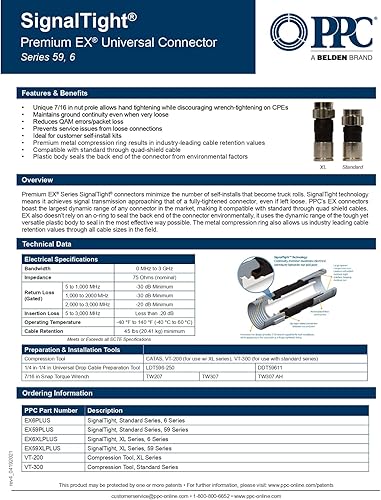 Miniatura 5 de PPC Belden EX6PLUS RG-6 - Conector de compresión para exteriores con cierre y sello, aprobado por Comcast, DTV y plato, 100 piezas