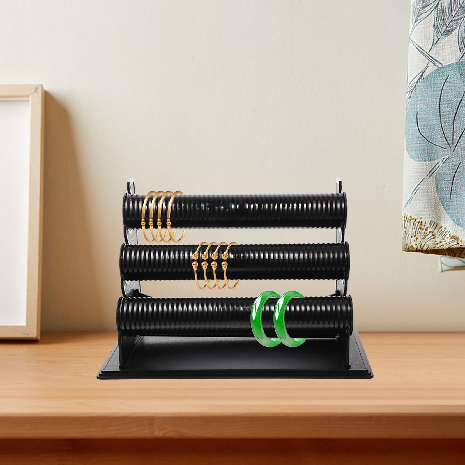 Abaodam Expositor de Pulseras y Relojes de Pvc Negro 3 Niveles Desmontable, Organizador Compacto para Baño o Tienda, Soporte Práctico y Funcional