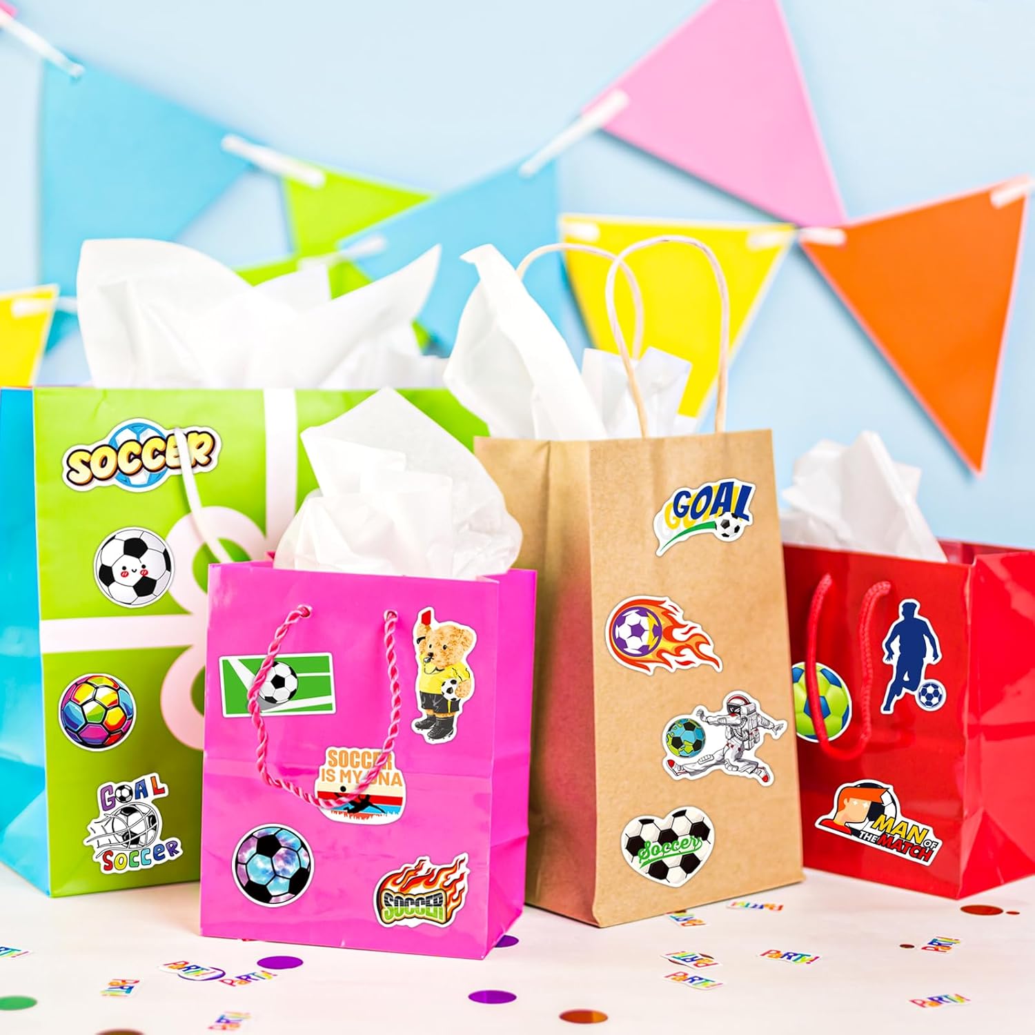 SigyoJeom 300 Pcs Soccer Stickers for Water Bottles Sports Stickers Bulk for Kids Adults Boys Soccer Party Favors Decorations Gifts Fans Teams Soccer Decor Treat Goody Bags Room