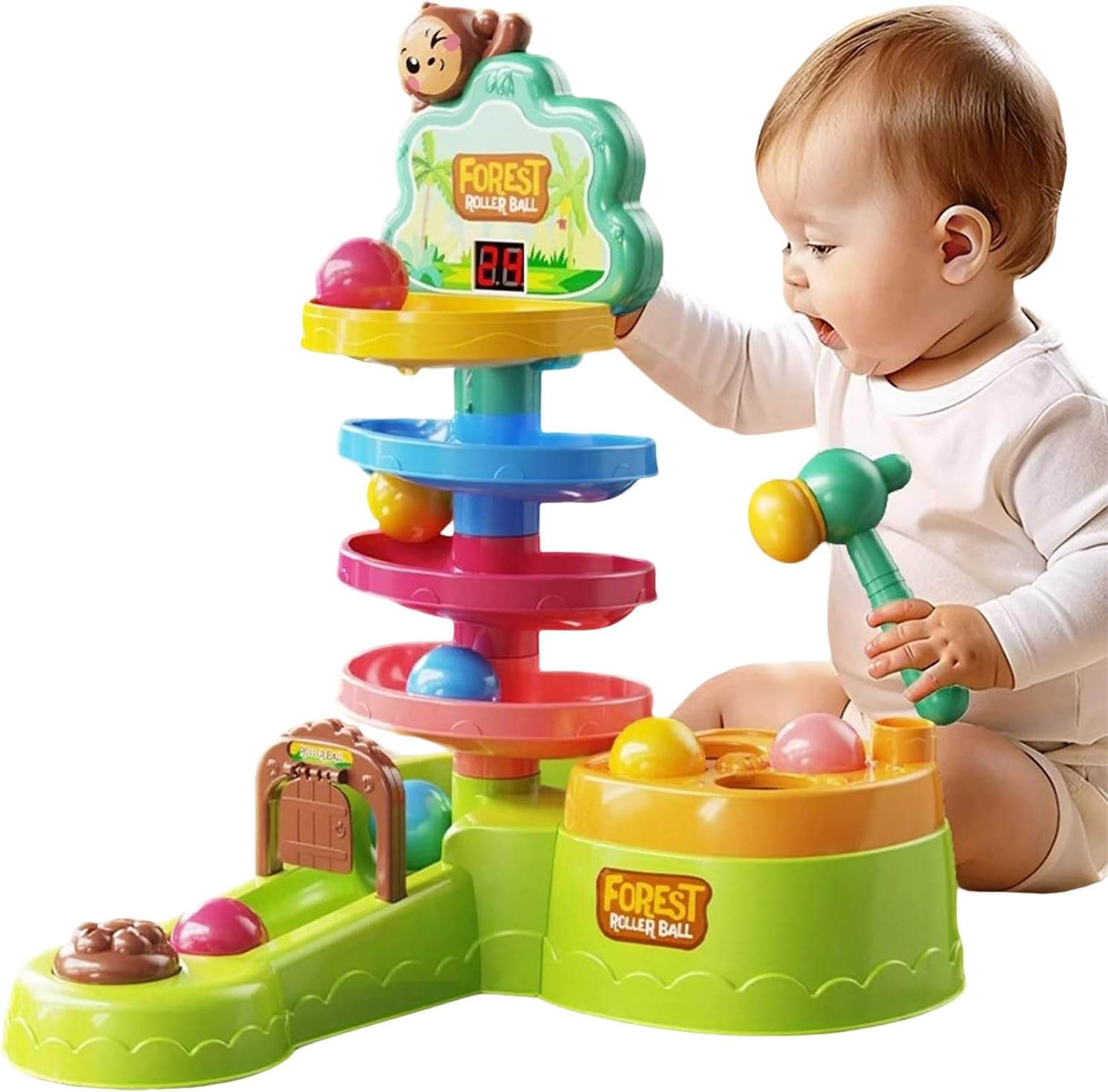 Pound A Ball Toys - Kids Pounding Activities, Ball Games, Colorful Play Set, Wooden Mallet Included, Interactive Motor Skill Activity, Bright Sorting Challenge For 3-6 Ages Son Daughte