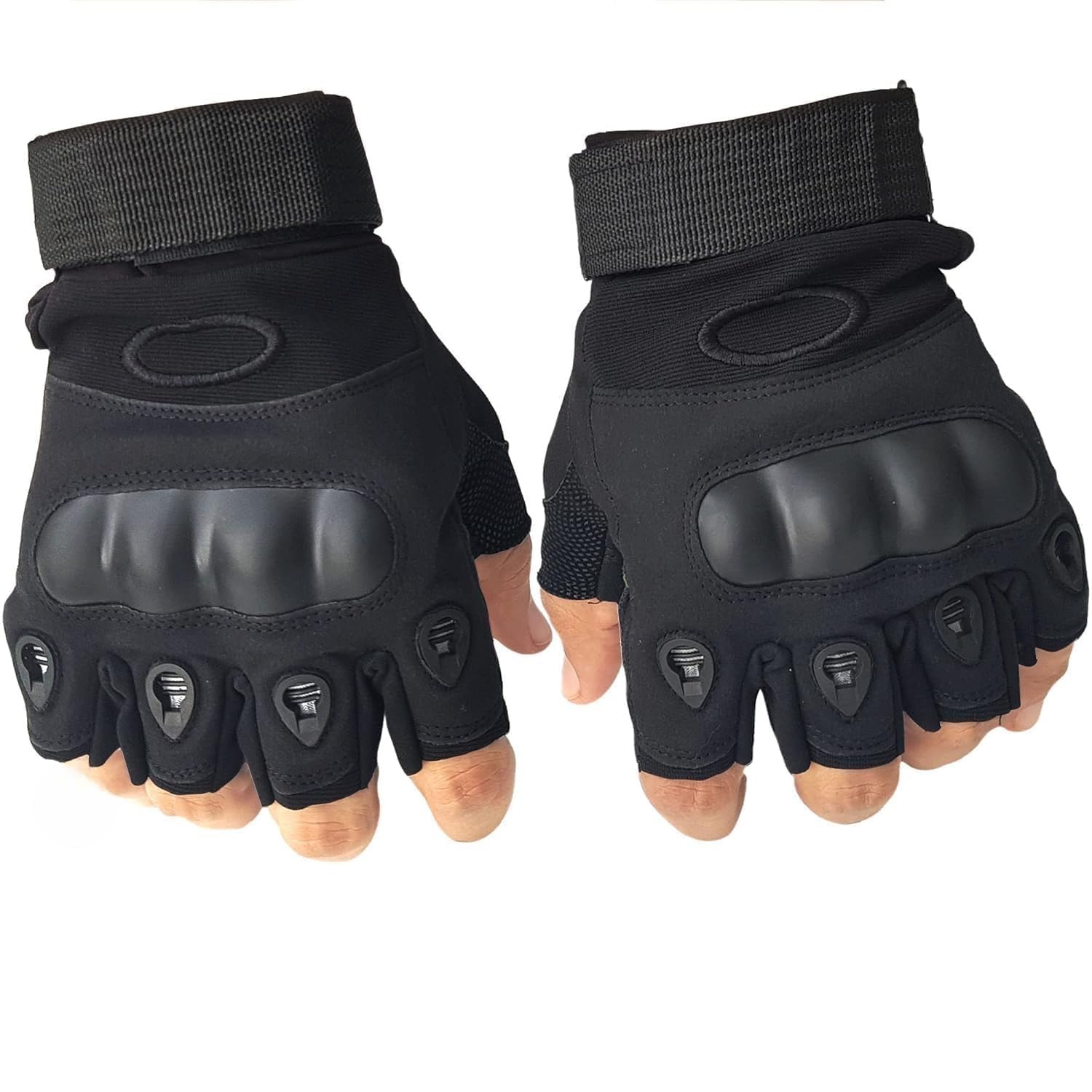 Gloves for Men Bike Riding Half Finger | Hard Knuckle Protection, Breathable & Adjustable Wrist Strap | Hand Gloves for Bike Riding/Cycling | Army Green – 1 Pair (Black)-image-21