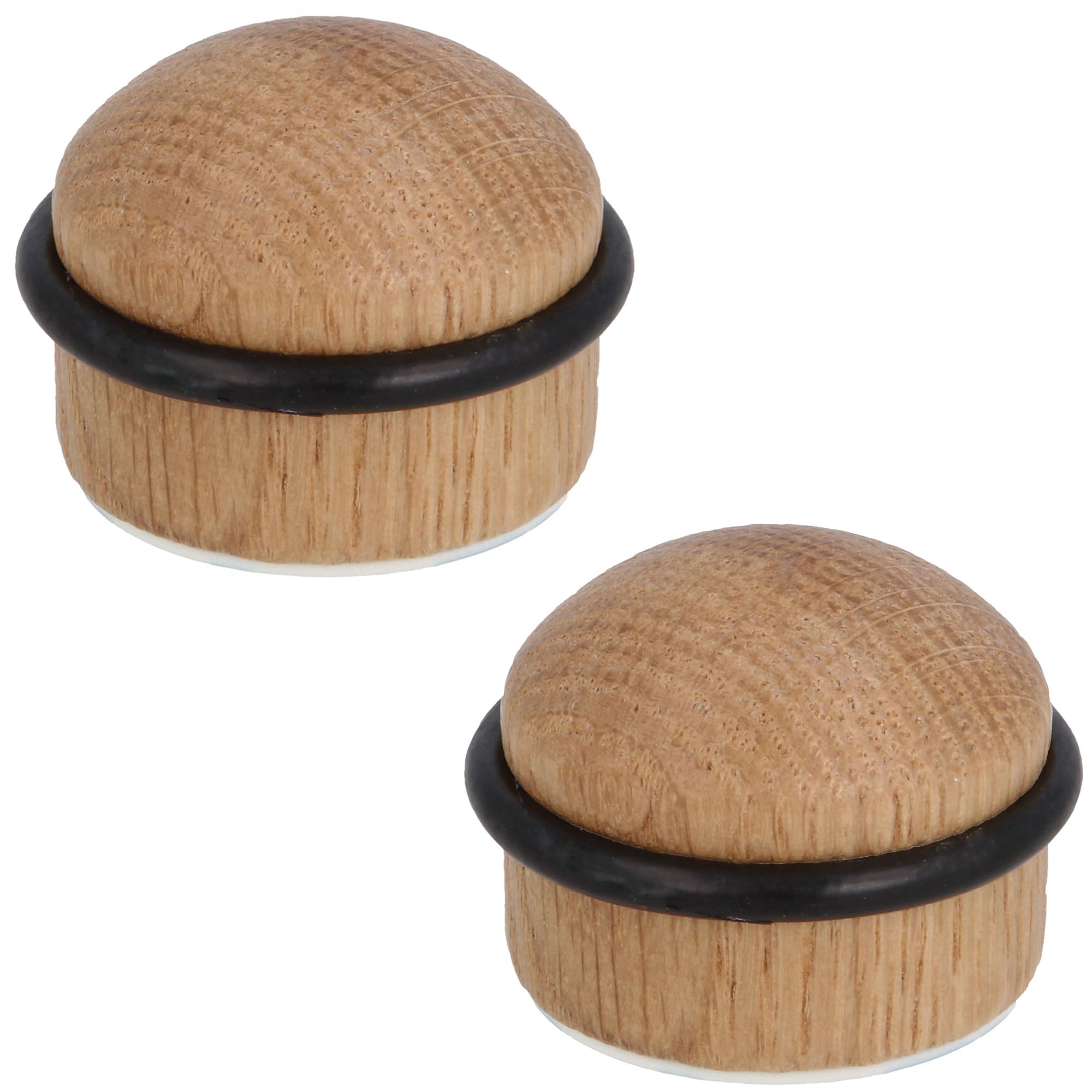 Amig Oak - Pack Of 2 Self Adhesive Door Stops | Diameter 35 X 29Mm | Model 412 | Finish | Floor Fixing | Includes Screws + Wall Plugs For Installation
