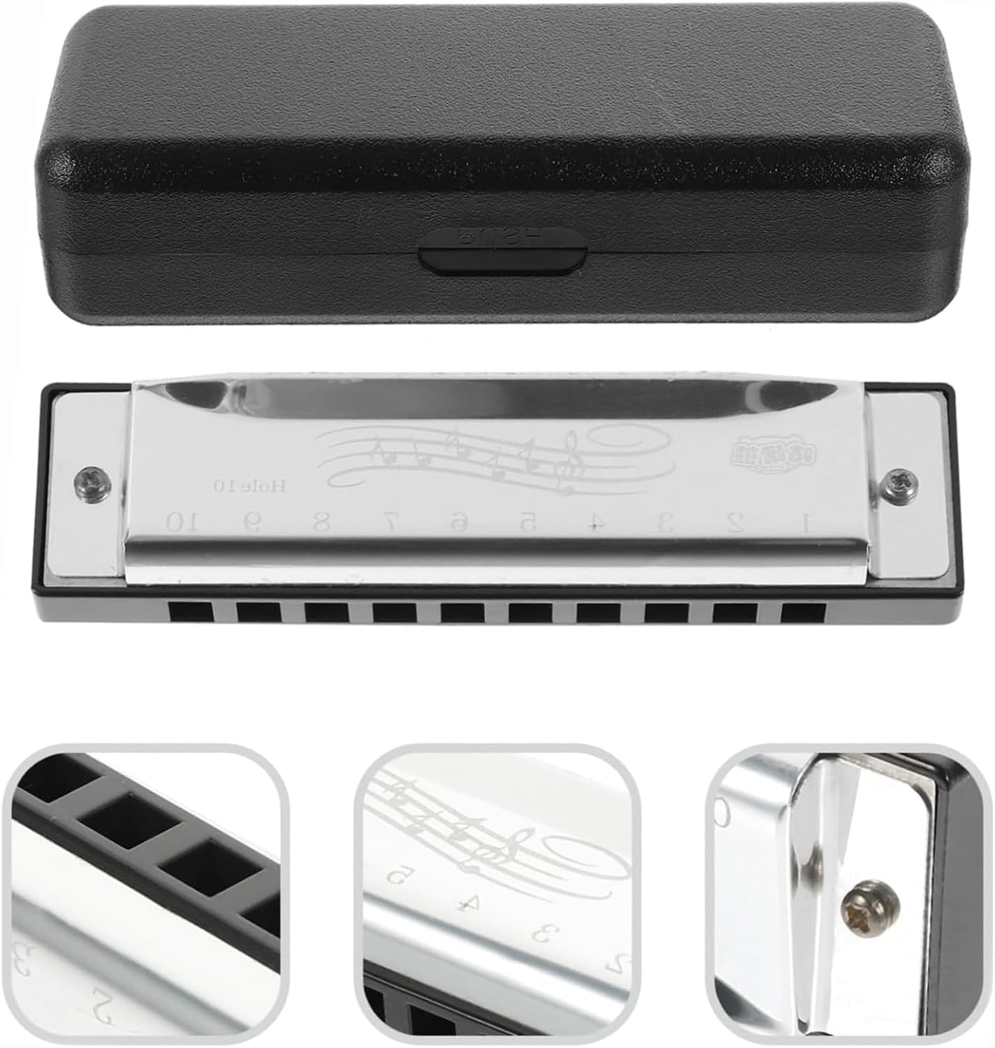 2Pcs Harmonica, Harmonicas for Adults Metal and Plastic Construction, Harmonicas, 10 Holes 20 Tones, Blue and Silver - Image 4