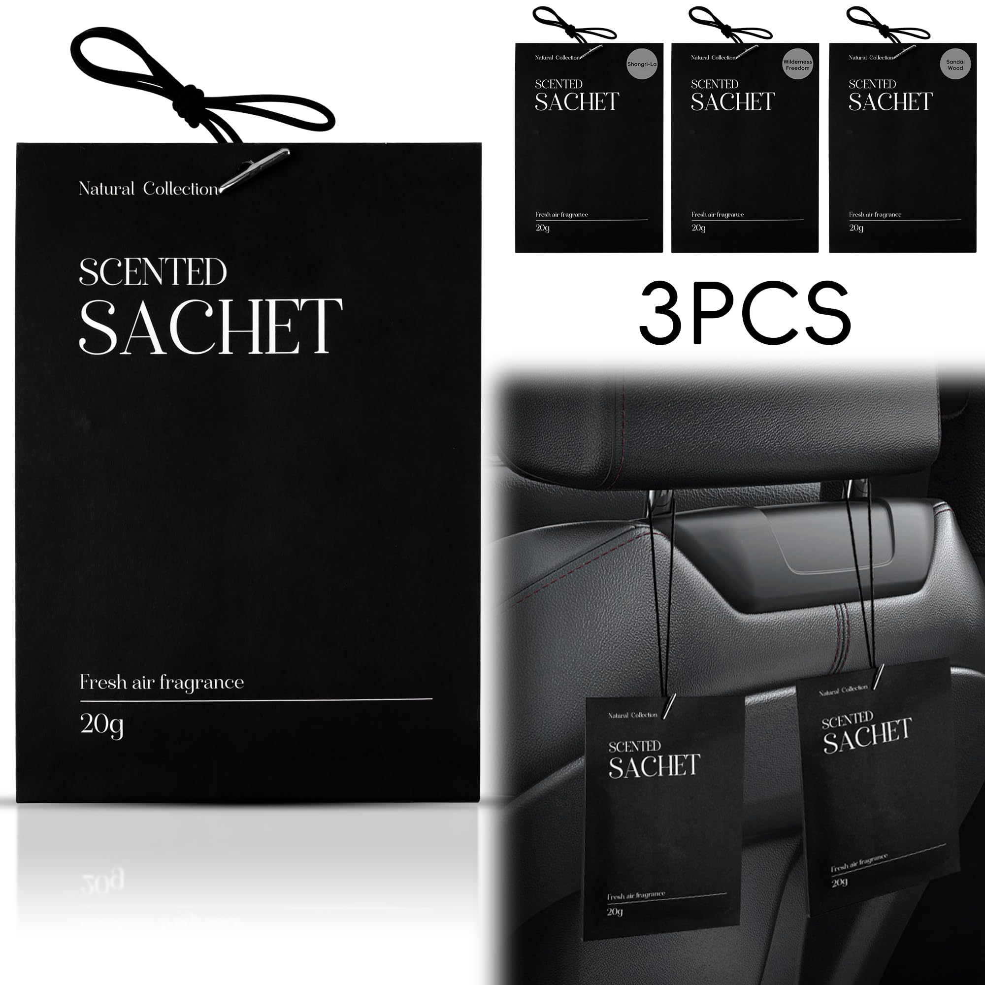 Scented Sachet for Car, Car Fresheners Long Lasting, Car Fragrances for Hanging, New Car Smell Air Freshener from Natural Plant Extracts, Fresh