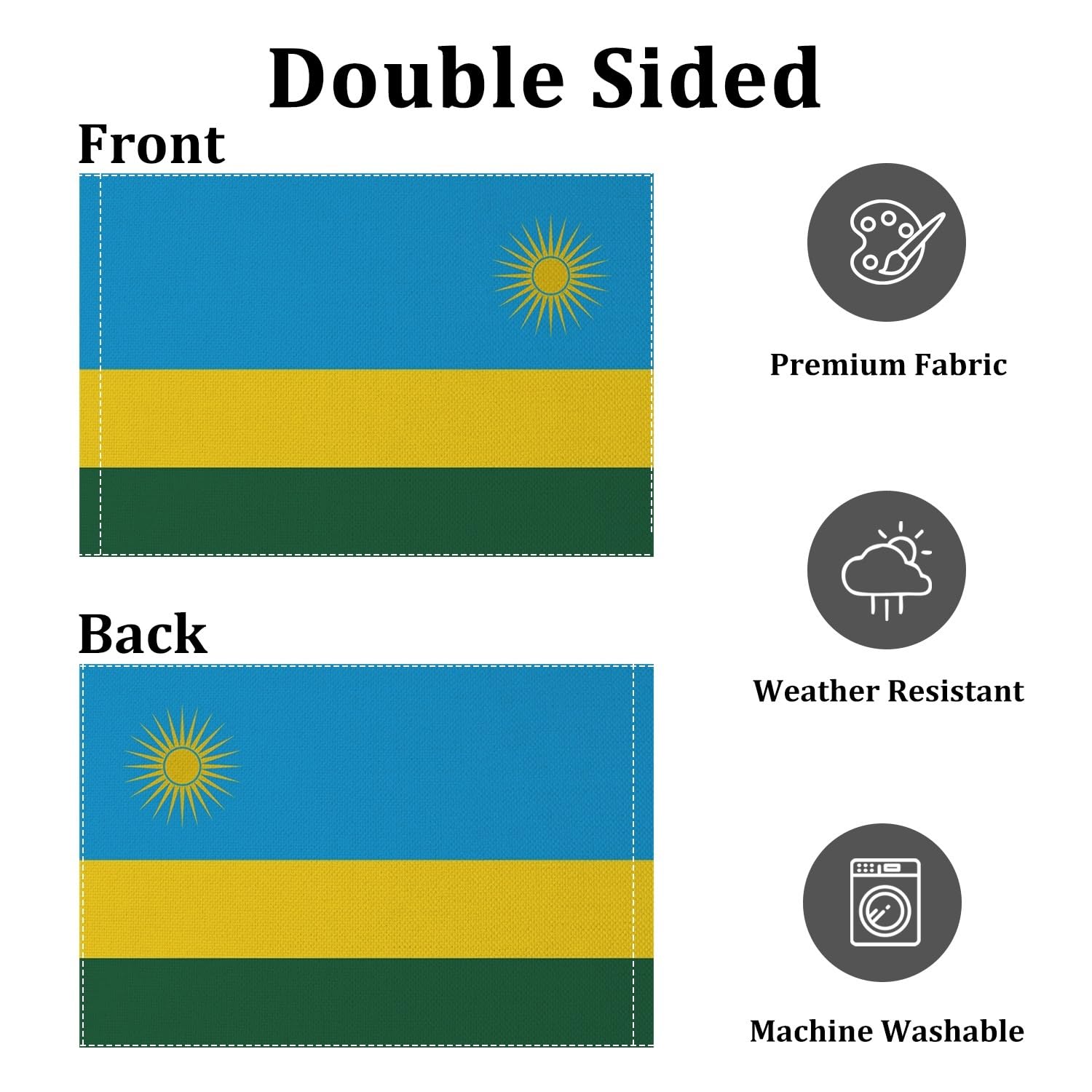 Drapeau Rwanda 1,5x2,4 m grand format toile de jute couleurs vives - 6