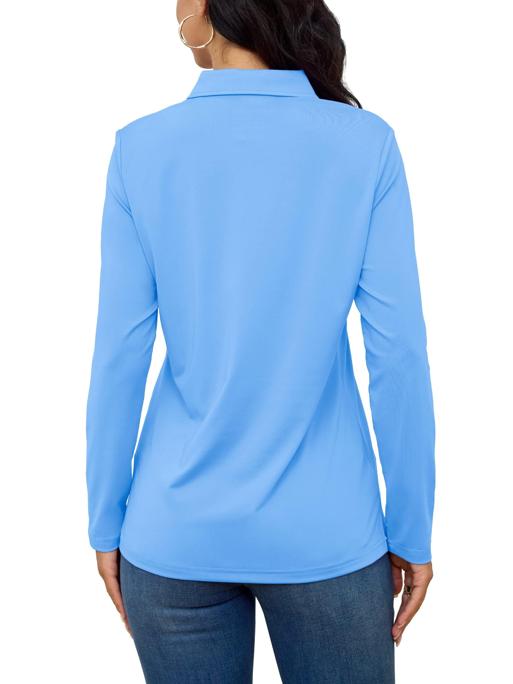 TACVASEN Hauts Polo à Manches Longues pour Femmes pour Golf et Tennis Séchage Rapide Léger Protection Solaire UPF 50+ Chemise avec 4 Boutons
