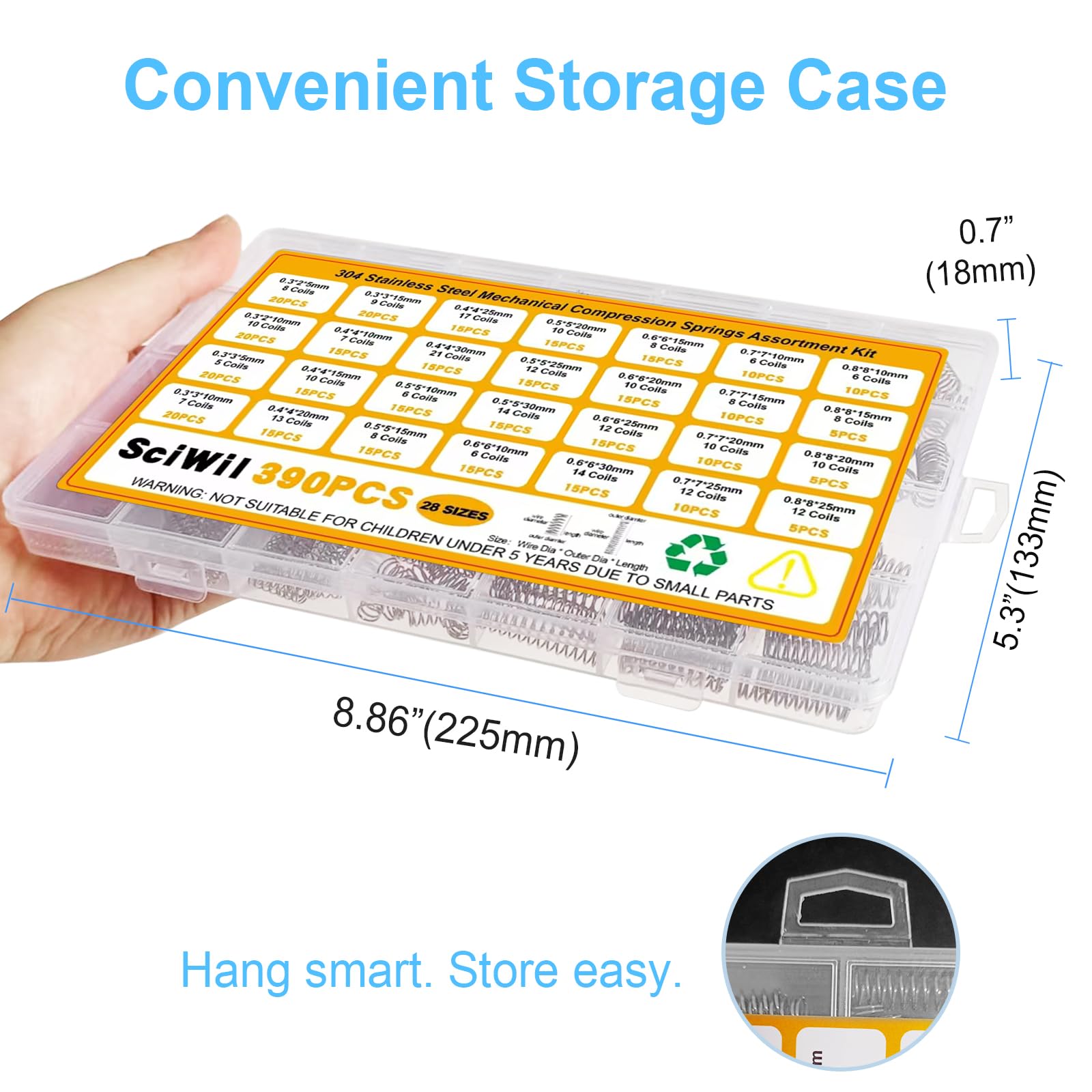 Rustark 100Pcs 5 Sizes 1mm WD 8mm OD Compression Springs Assortment Kit Mini Stainless Steel - View #6