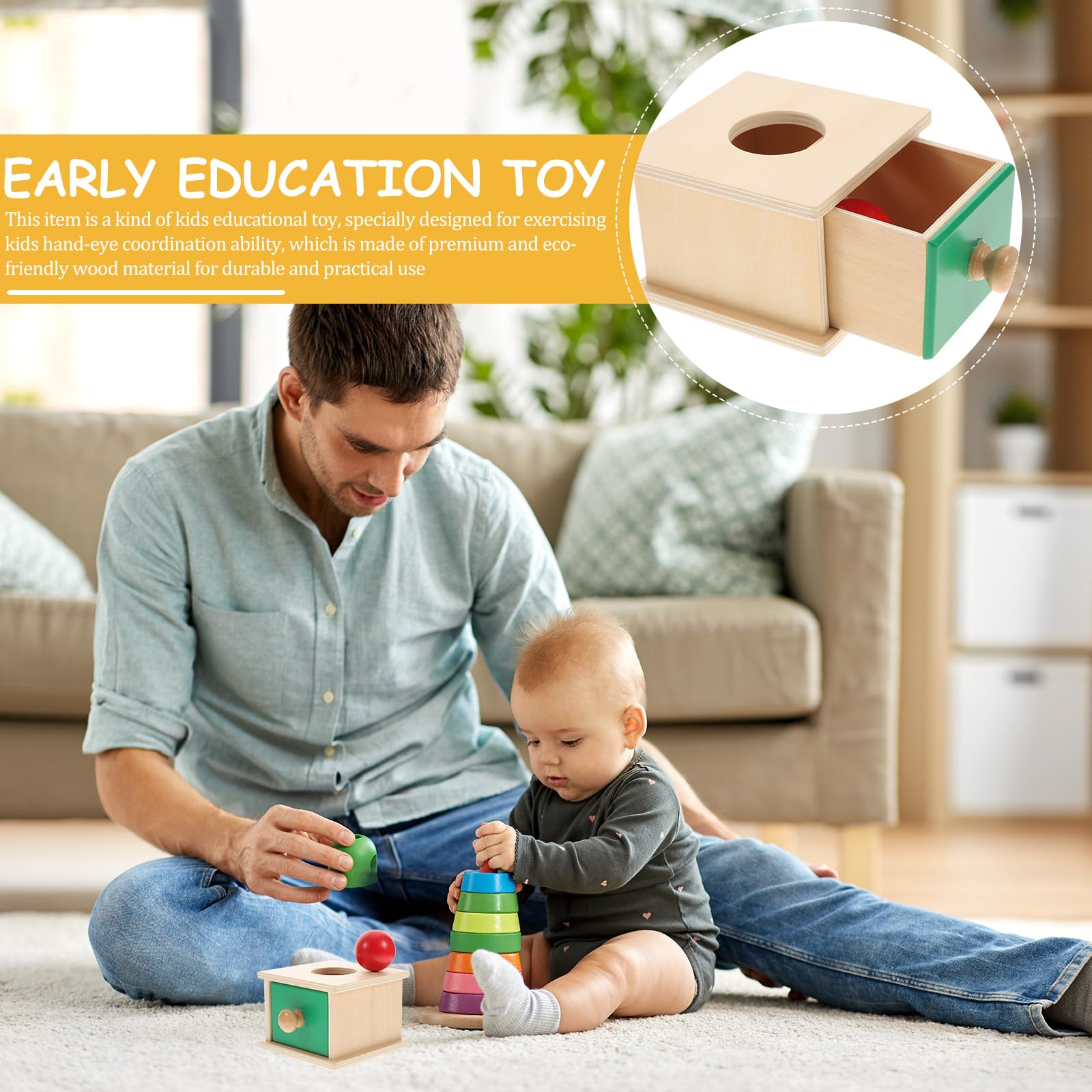 Tomaibaby 1 Pz Scatola di Permanenza di Oggetti Montessori con Palla per Bambini Giocattoli Educativi Esercizio Giocattoli Coordinazione Mano-Occhio (Stile Scatole Tonde)
