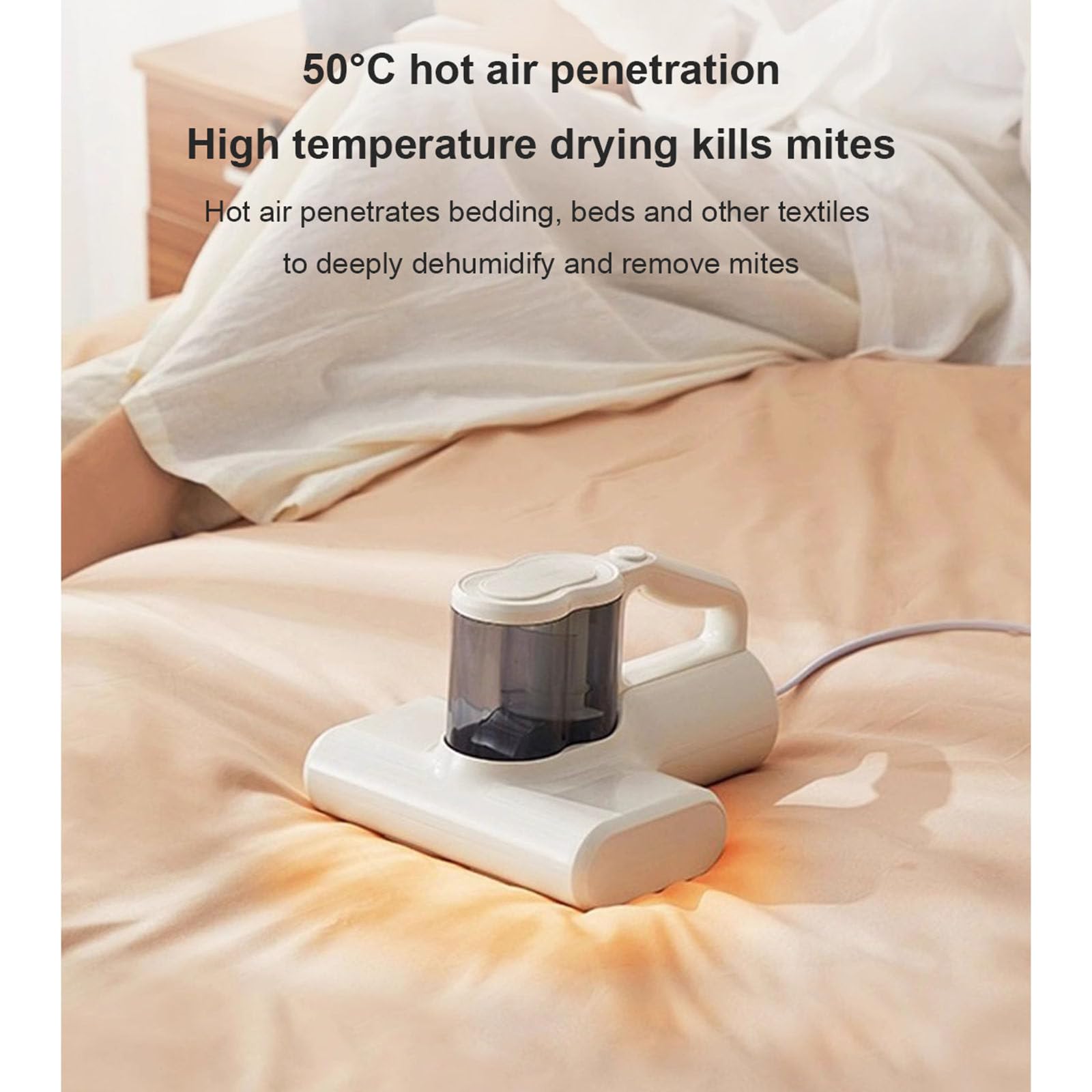 Aspirapolvere per materassi antiacaro con luce UV per cimici dei letti, aspirazione 12KPa, aspirapolvere portatile con cavo per letto, divano