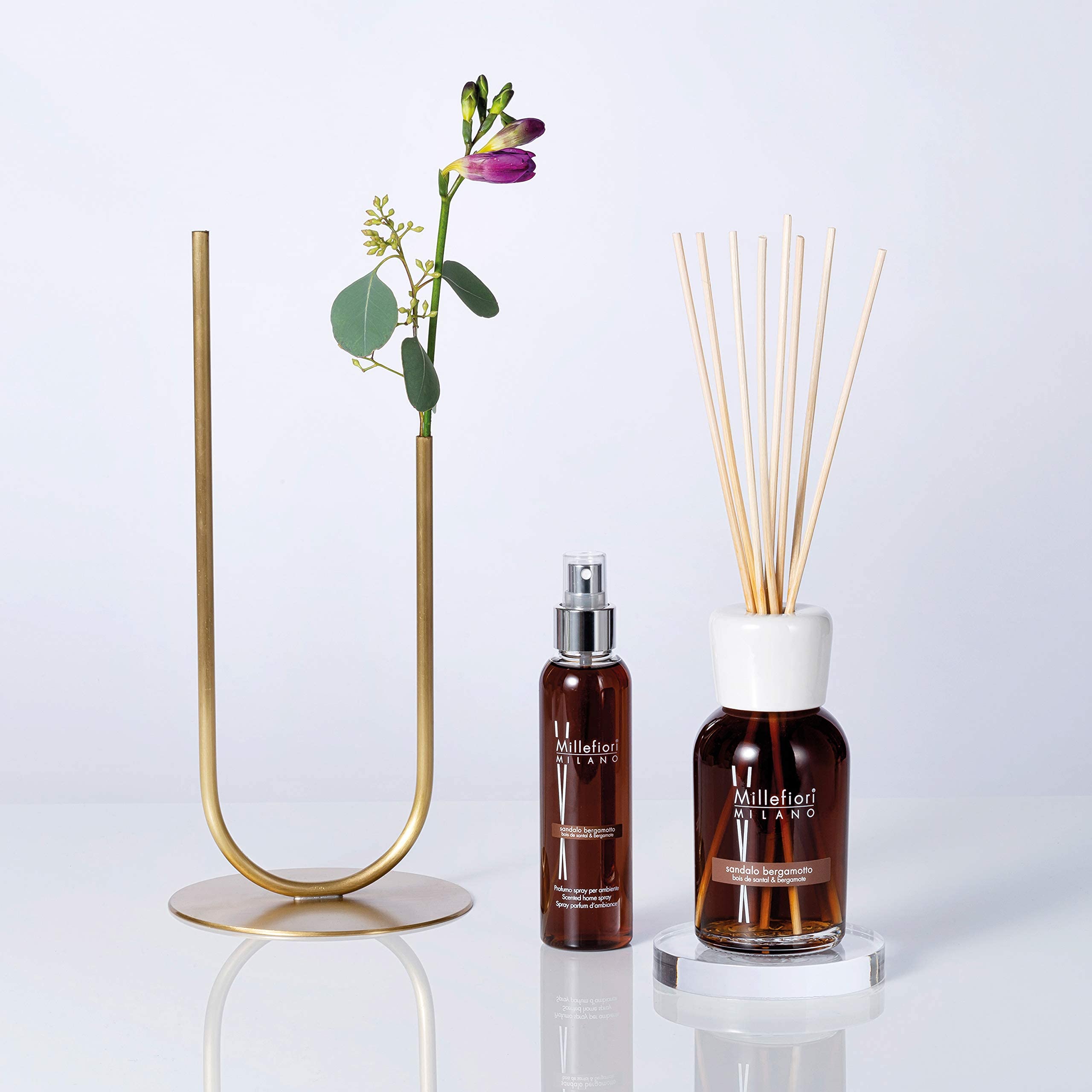 Millefiori Milano – Diffusore a Bastoncini 100 ml, Sandalo & Bergamotto – Profumatore Ambiente Raffinato con Note Legnose e Agrumate