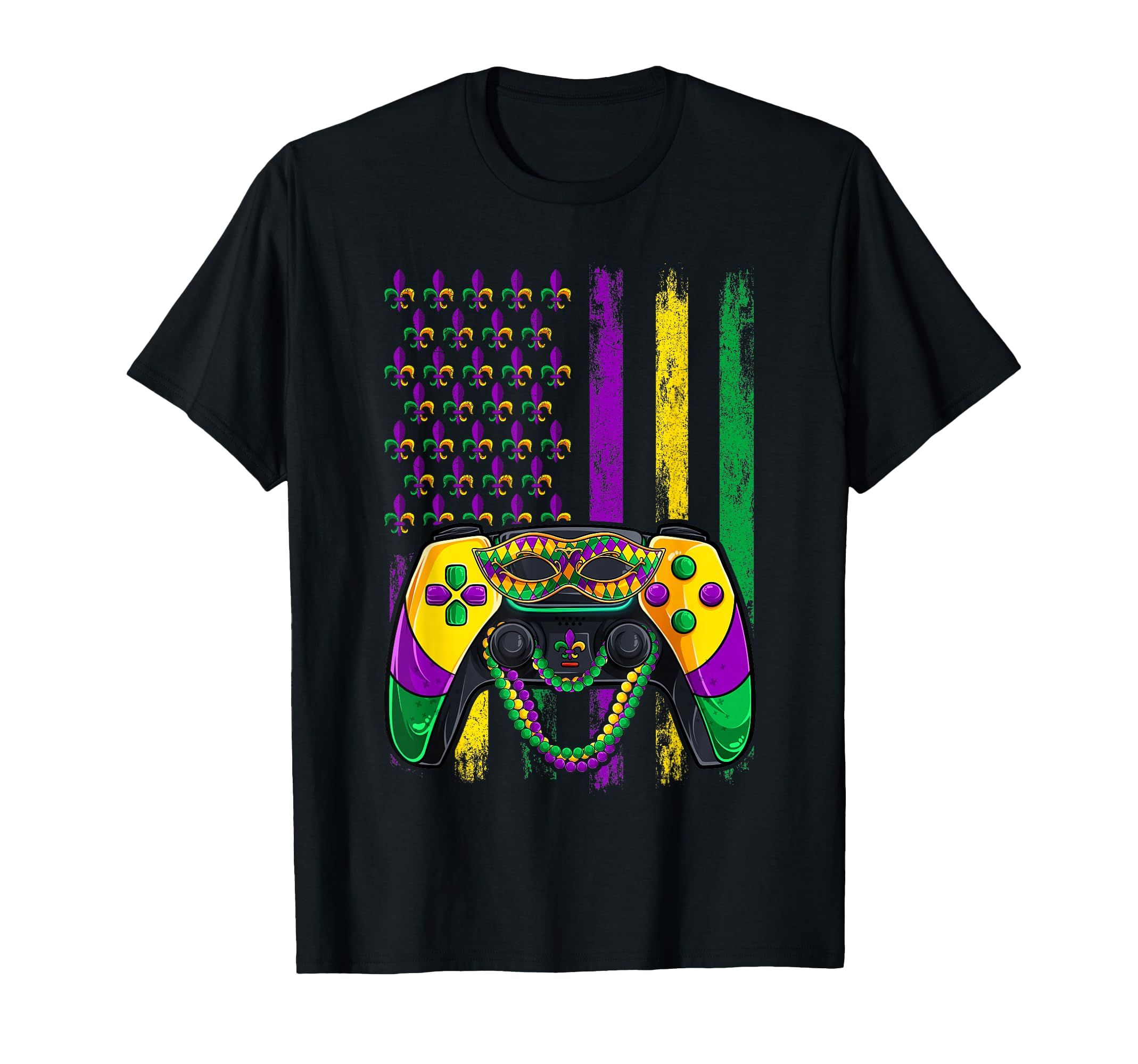 Video Game Flag Beads Kids Mardi Gras Shirts, Gamer Boys Men T-Shirt