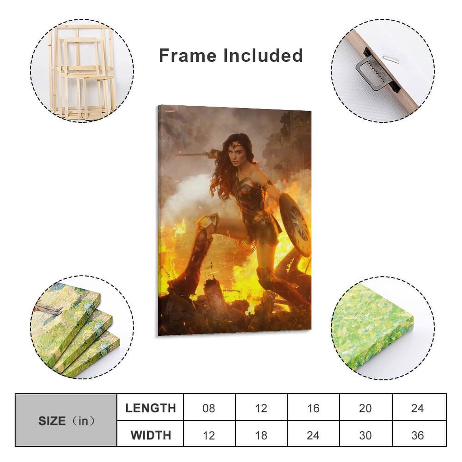 Amazon.co.jp: ワンダーウーマン ポスター3 プリント キャンバス 絵画
