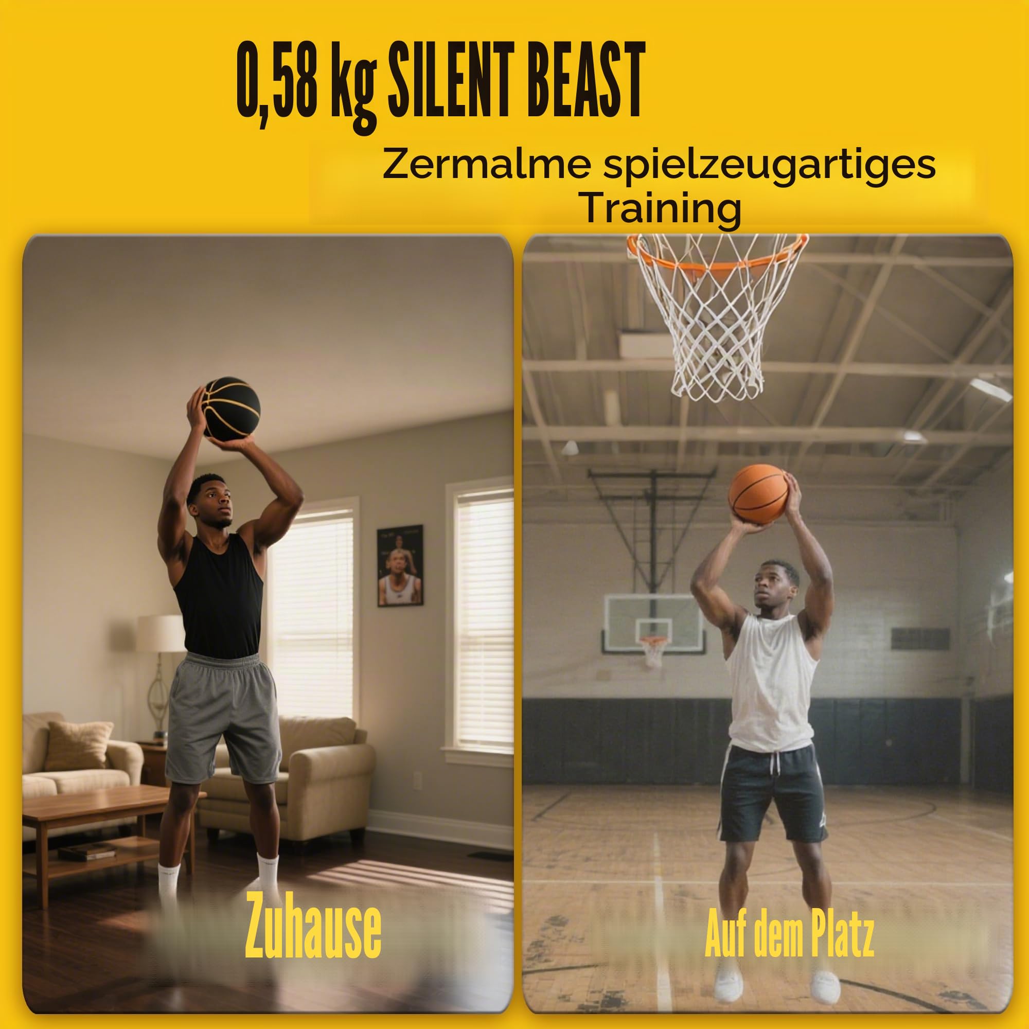 Size 7 (29.5'') Weighted Grooves Silent Basketball, Non-Compressed Shipping, Professional PU Foam, Ideal for Indoor & Outdoor Silent Practice Dribble'