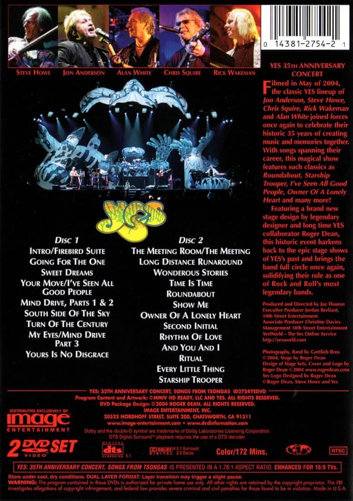 (未使用･未開封品)35th Anniversary Concert: Songs From Tsongas [DVD] Yes - Songs From Tsongas: 35th Anniversary Concert (2DVD