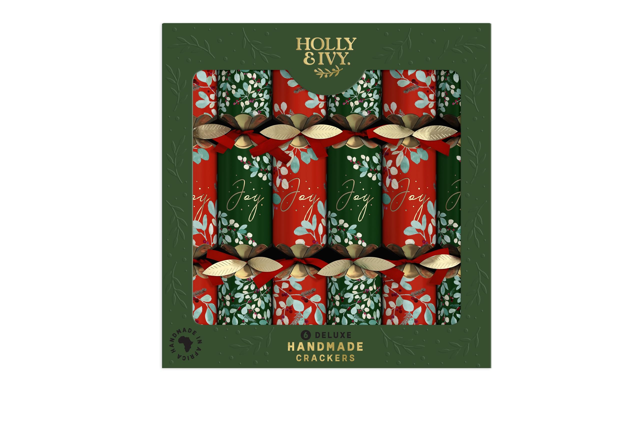 Holly & Ivy Multicolor Holly And Ivy Deluxe Handmade Christmas Crackers – Holly & Berry Design – Luxury 12 Inch Crackers With Hats, Jokes & Gifts – Box Of 6