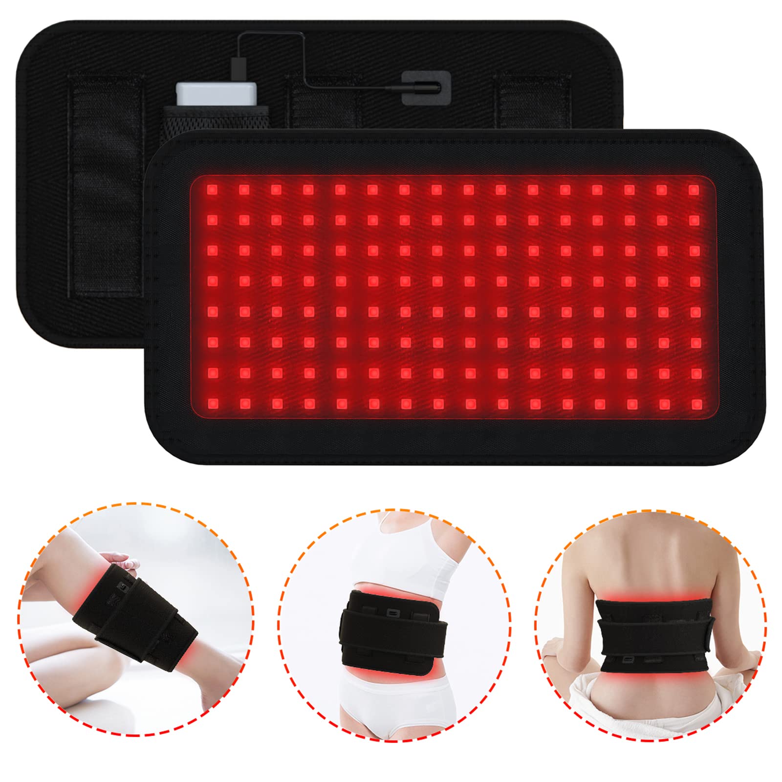 Red Light Therapy Belt for Men/Vet,LED Infrared?Red Light Therapy Belt Device,Back Shoulder Knee Joints Muscle Pain Relief,Wearable Large Pad with 660nm & 830nm and 880nm Wavelengths