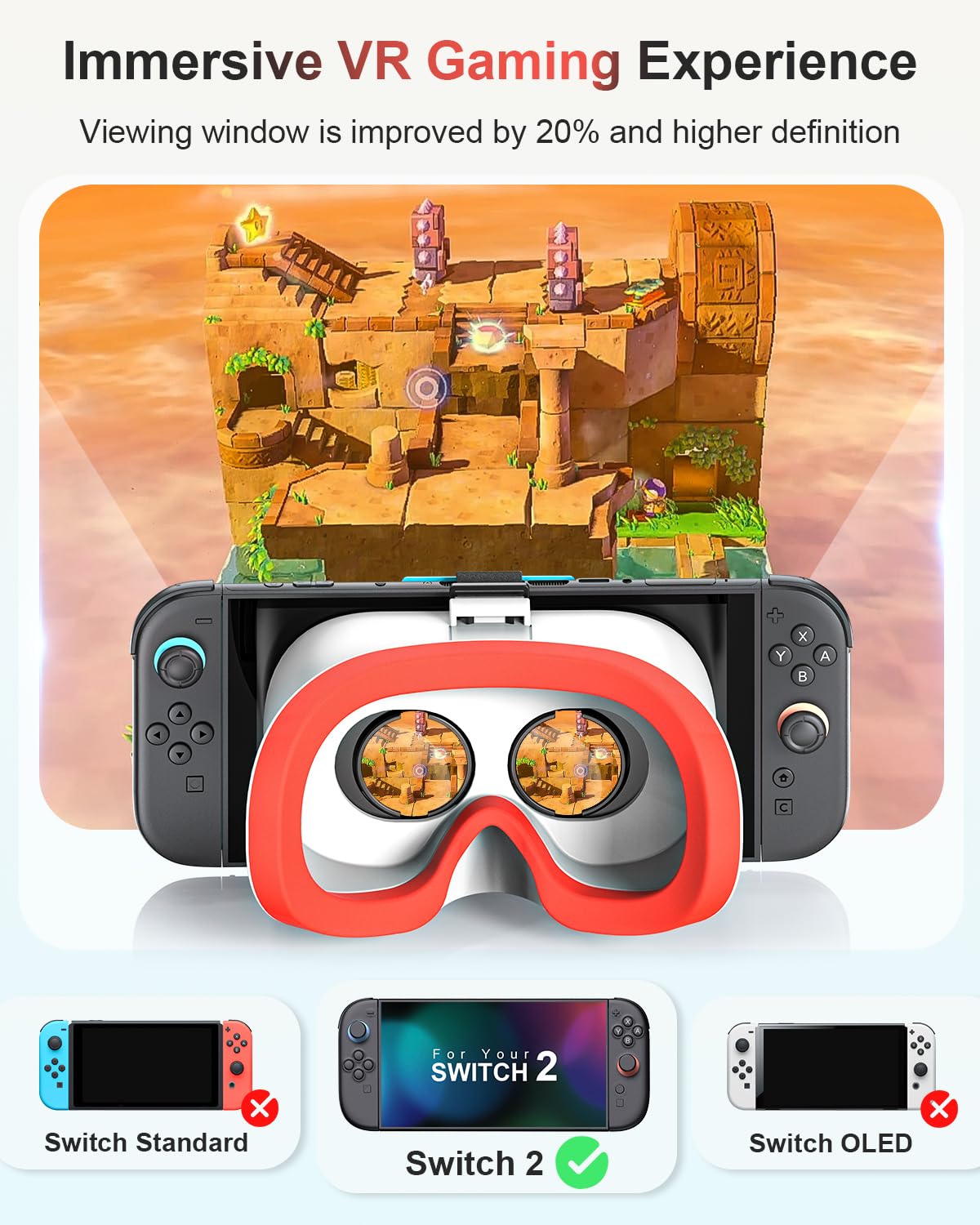 VR Headset für Nintendo Switch 2 (2025), Switch 2 Virtual Reality VR Brille mit verstellbaren HD-Linsen und bequemem Kopfband, Labo VR Kit für Switch 2 Zubehör, Weiß und Blau