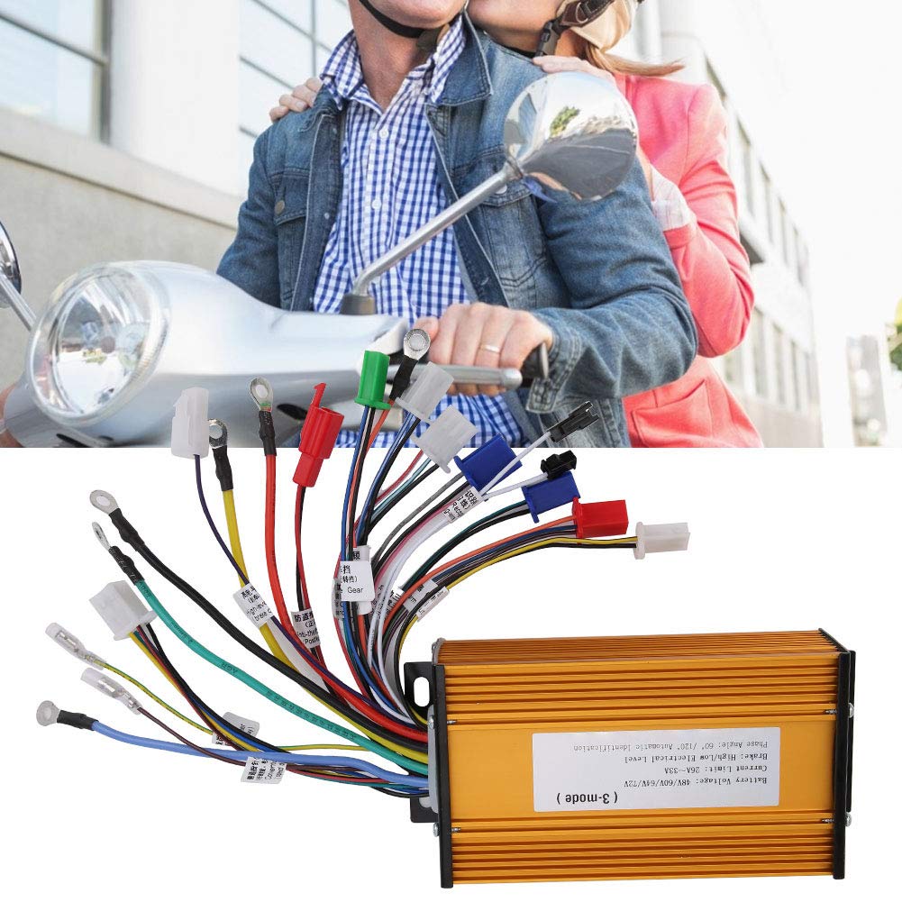 Dioche Controlador de Motor de Velocidad sin Escobillas para Bicicleta Eléctrica, 12 Tubos, Sinusoide de Tres Modos para Elektroroller, 48V, 60V, 64V, 72V, 1000W-1500W