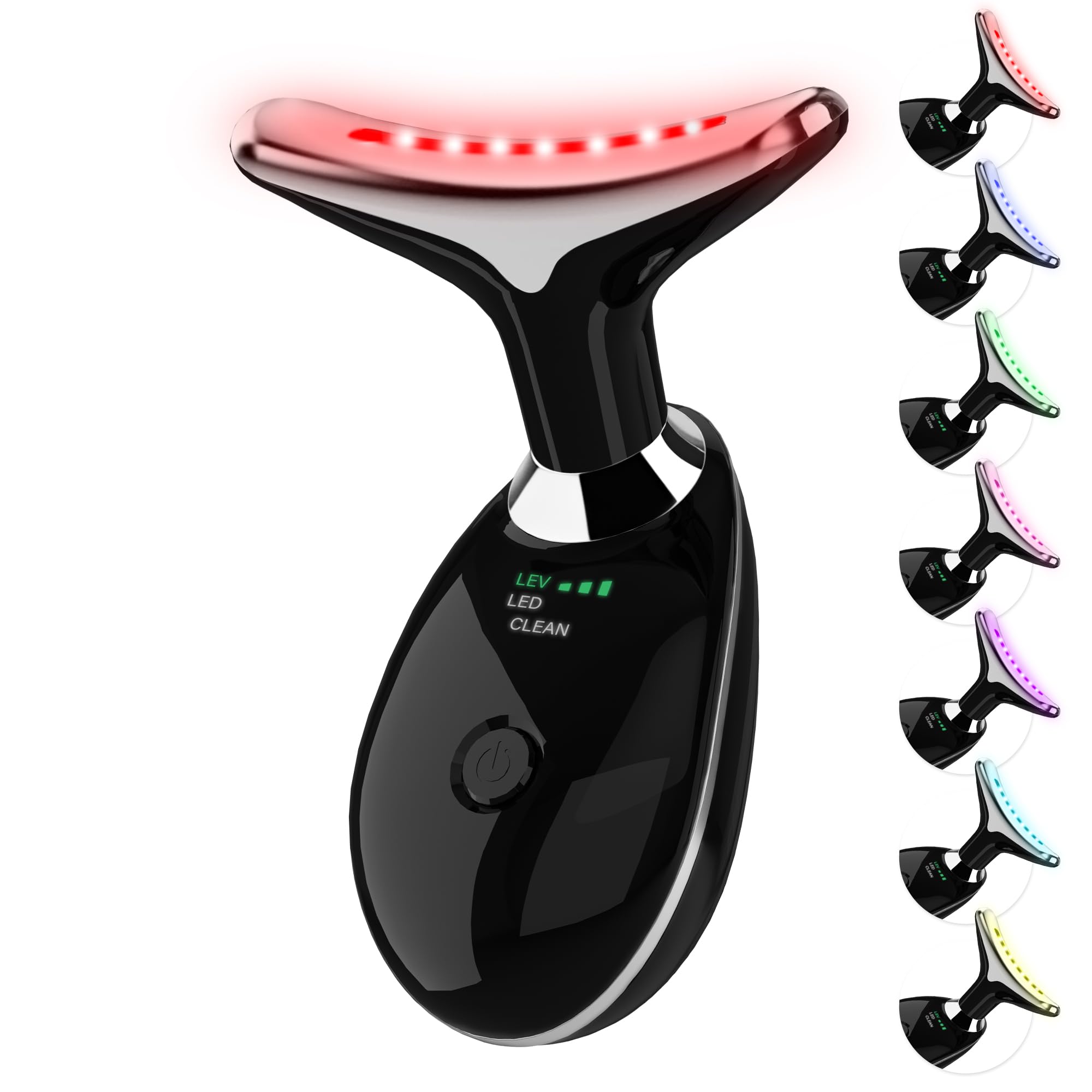 Red Light Therapy for Face, 7 Color LED Facial Light Therapy Wand for Skin Care at Home Blue Light Therapy Face Massager Tool for Neck (Black)