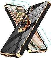 Vista 102 de Gritup Funda para Samsung Galaxy A14 5G: Funda para Samsung A14 2 piezas, protector de pantalla, soporte de anillo de rotación de 360°, soporte