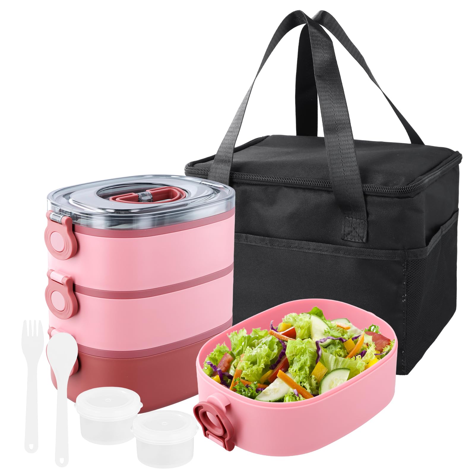 Astralong 3 In 1 Porta Pranzo 2800 Ml Con Borsa Termica – 3 Scomparti Con Divisori, Posate Incluse, Senza BPA, Microonde E Congelatore, Adatto A Scuola E Ufficio