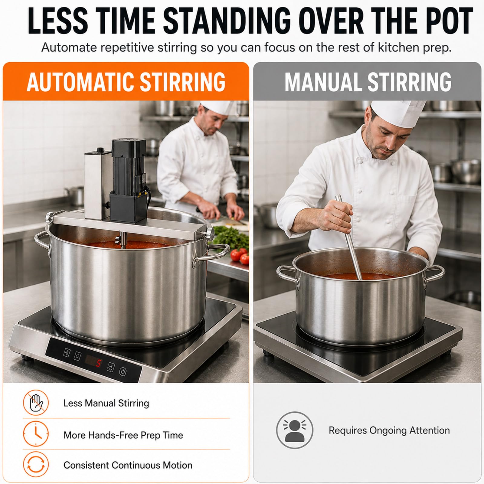 Agitateur électrique pour cuisson, mélangeur automatique pour sauces 40L