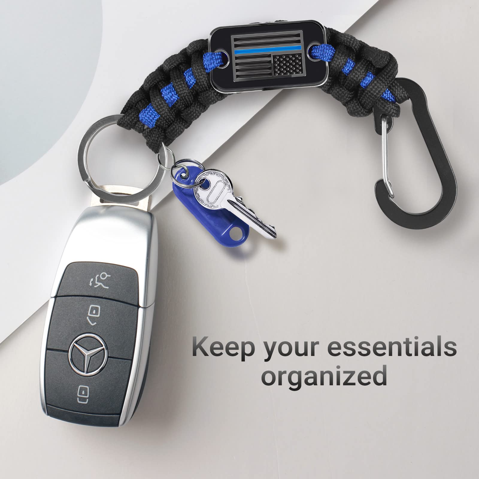 Amazon.com: MDSXO Short Thin Blue Line Paracord Keychain Neck